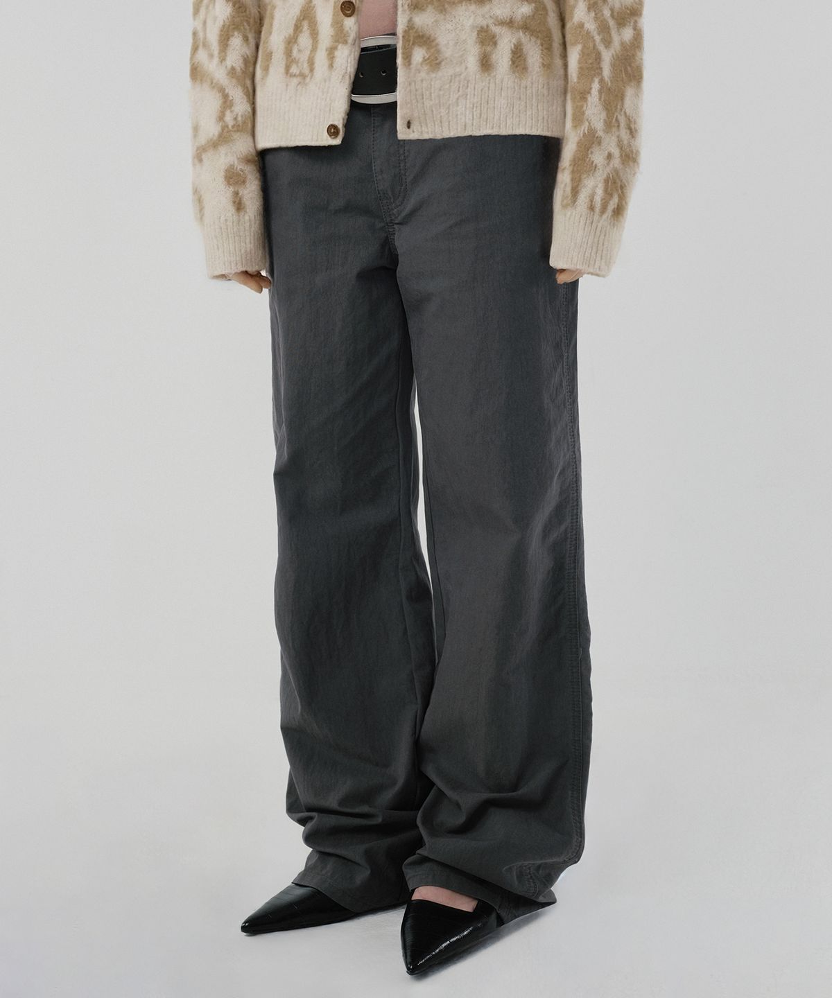 스웨이드(SUADE) SEMI WIDE PANTS [CHARCOAL GRAY]