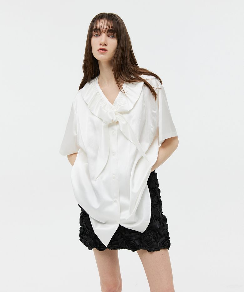 100 %silk ruffle blouse