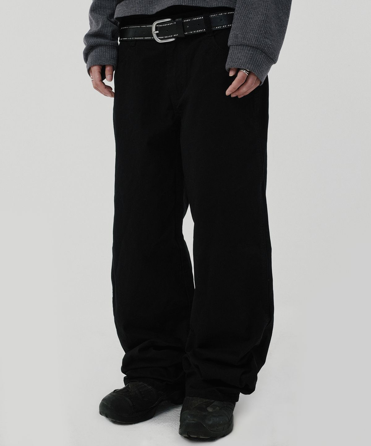 스웨이드(SUADE) SEMI WIDE PANTS [BLACK]