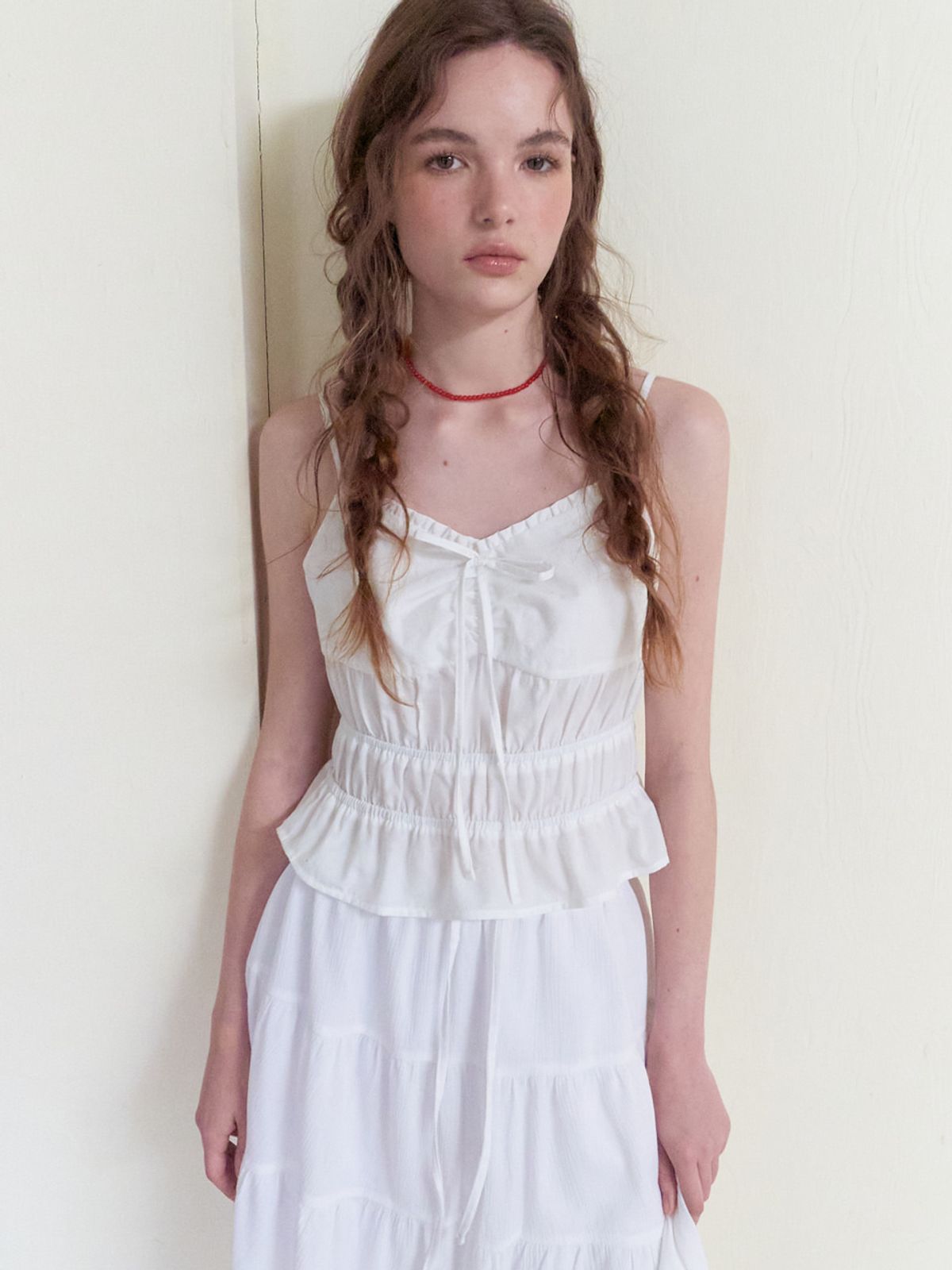 에트몽(ETMON) Smocked Cami Blouse, White