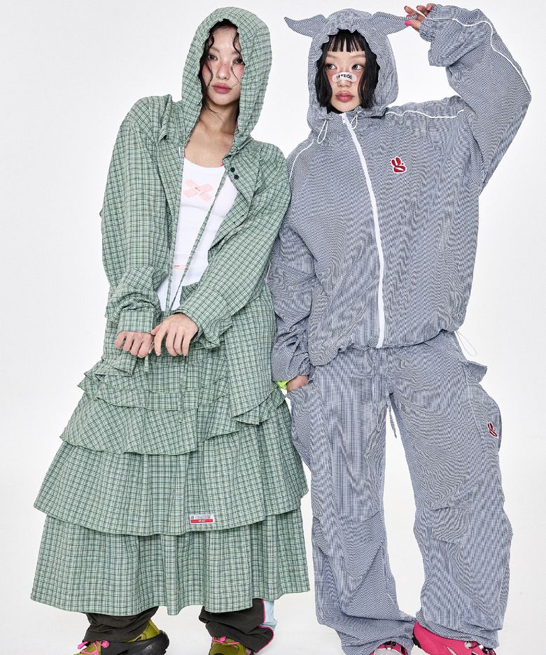 체크 카고 팬츠 네이비
