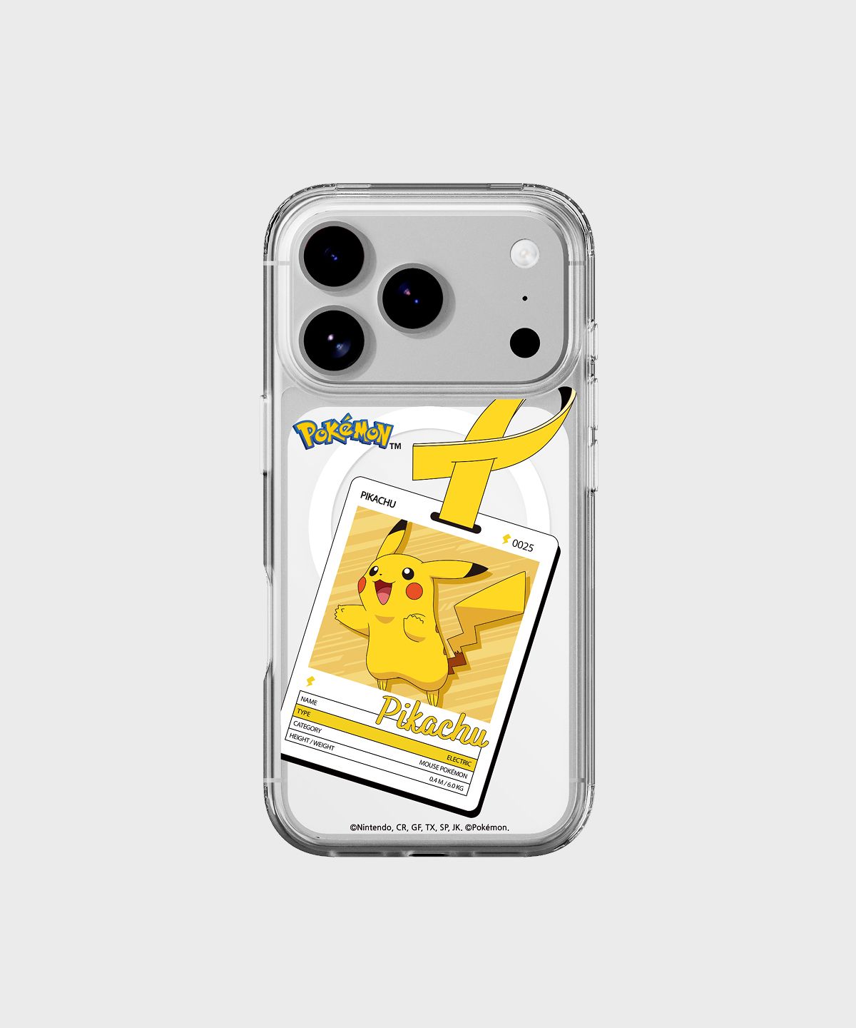 에스엘비에스(SLBS) 포켓몬 피카츄 네임택 클리어 마그넷 케이스 for iPhone17 Series