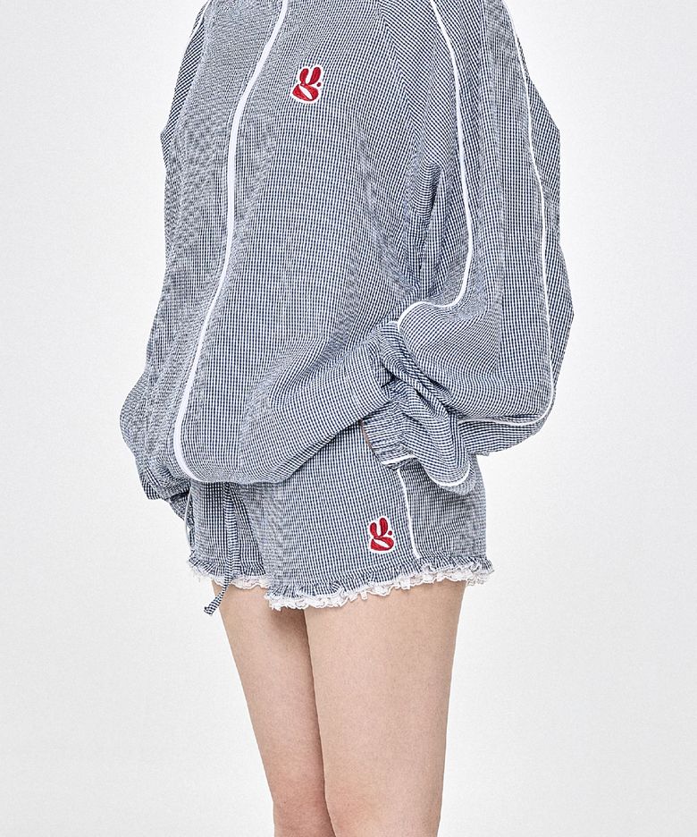 체크 숏츠 네이비