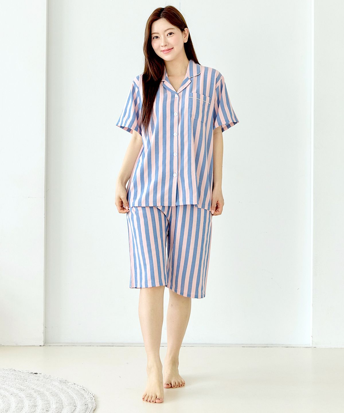 핑코코(PINGCOCO) 2114 인디핑 반소매 여성 잠옷 파자마세트