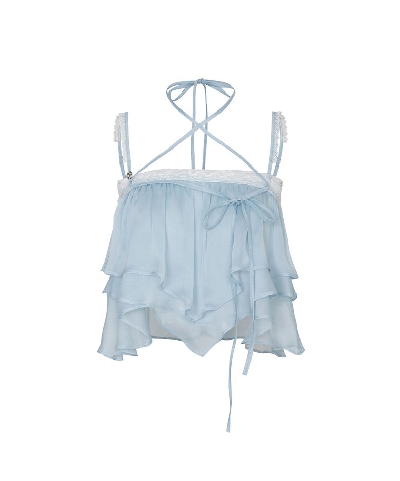 MERMAID FRILL TOP light blue