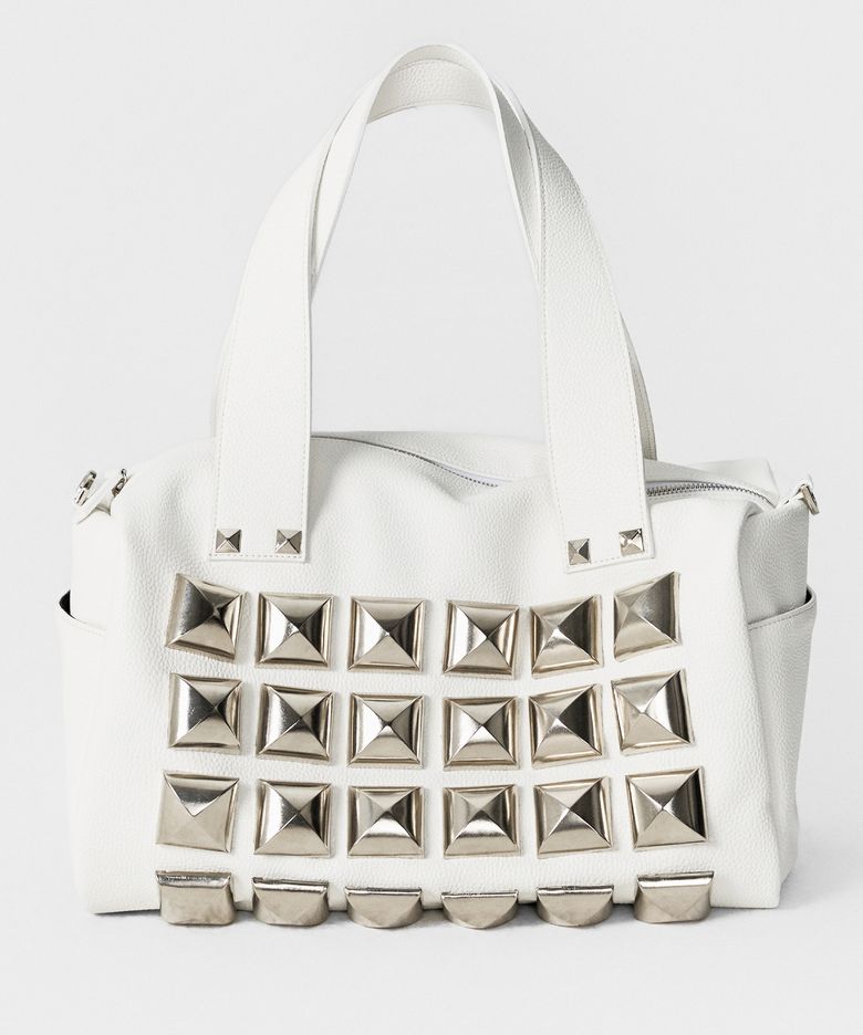 oversize studded shoulder bag (white)