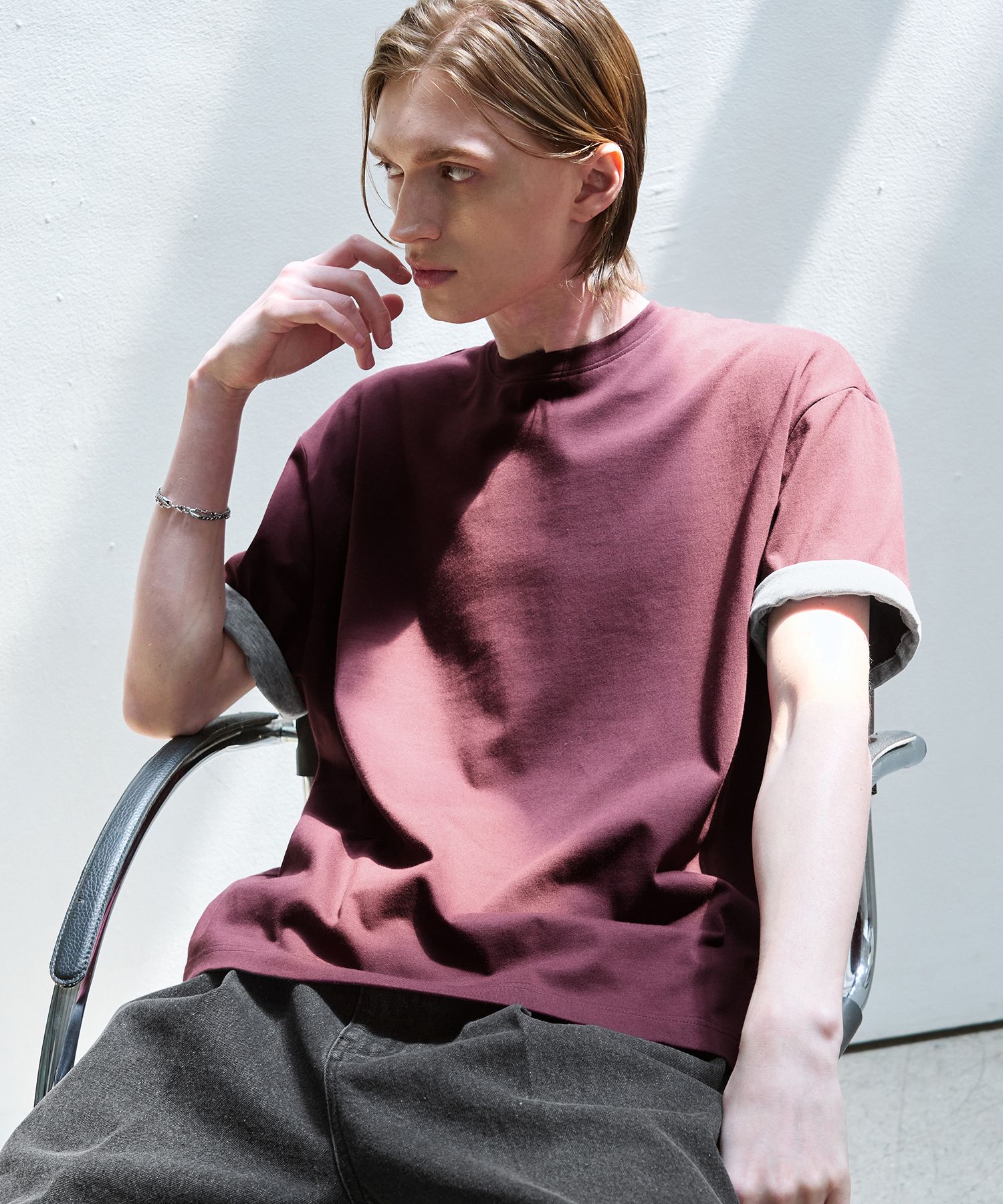 데일리 롤업 레이어드 ST 크롭 티셔츠-3Color source detail 54