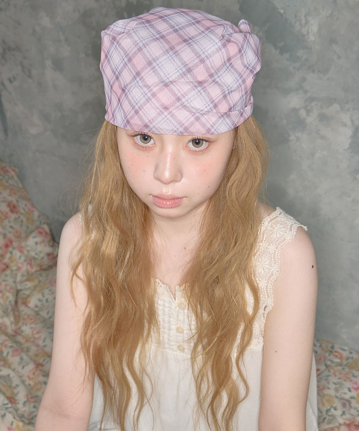 키이비(KIIBI) glitter check pattern scarf pink