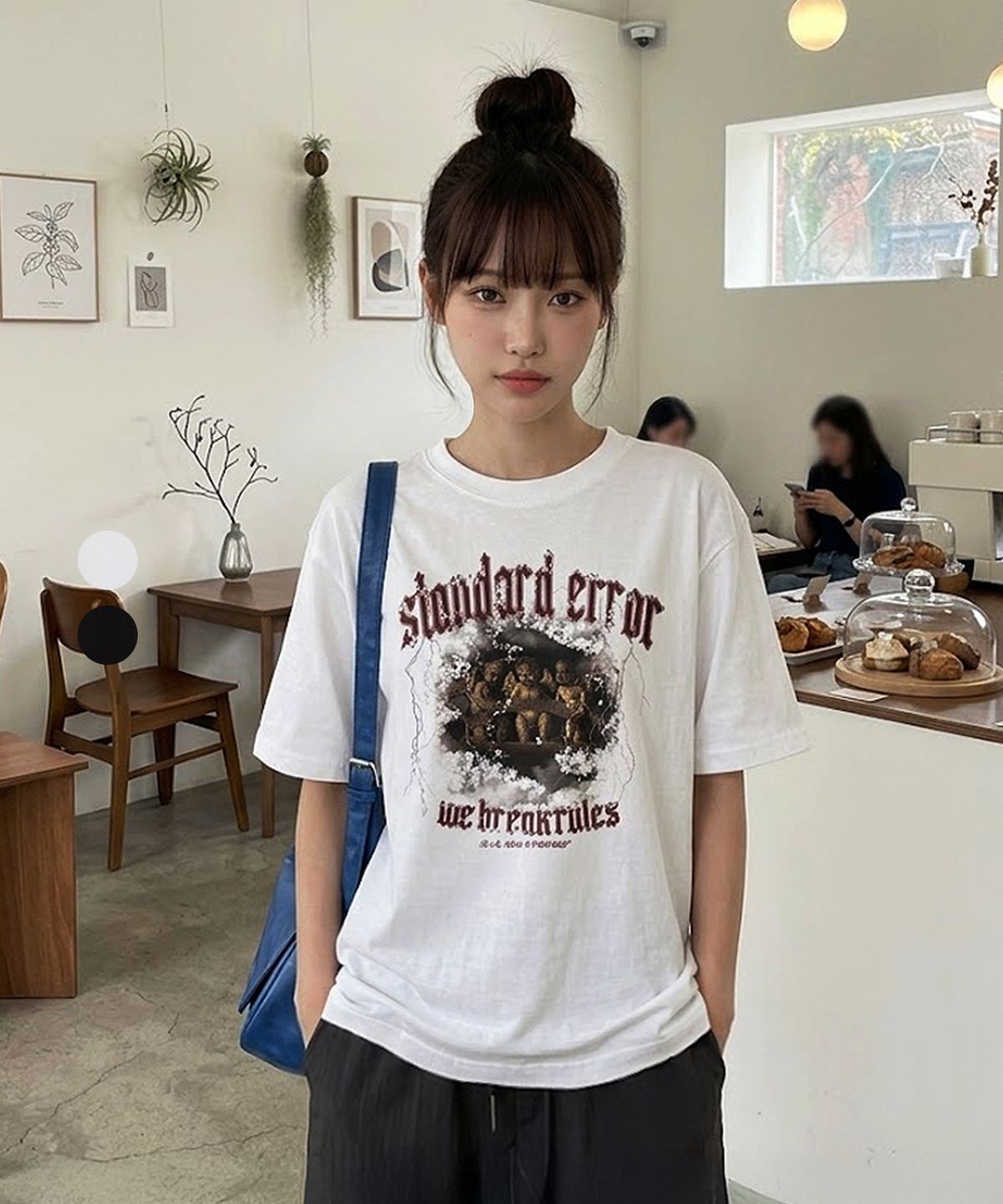 스탠다드에러(STANDARDERROR) 87-STAN327 빈티지 펑크 고딕 크랙 솔리드 반팔 티셔츠 (2color)