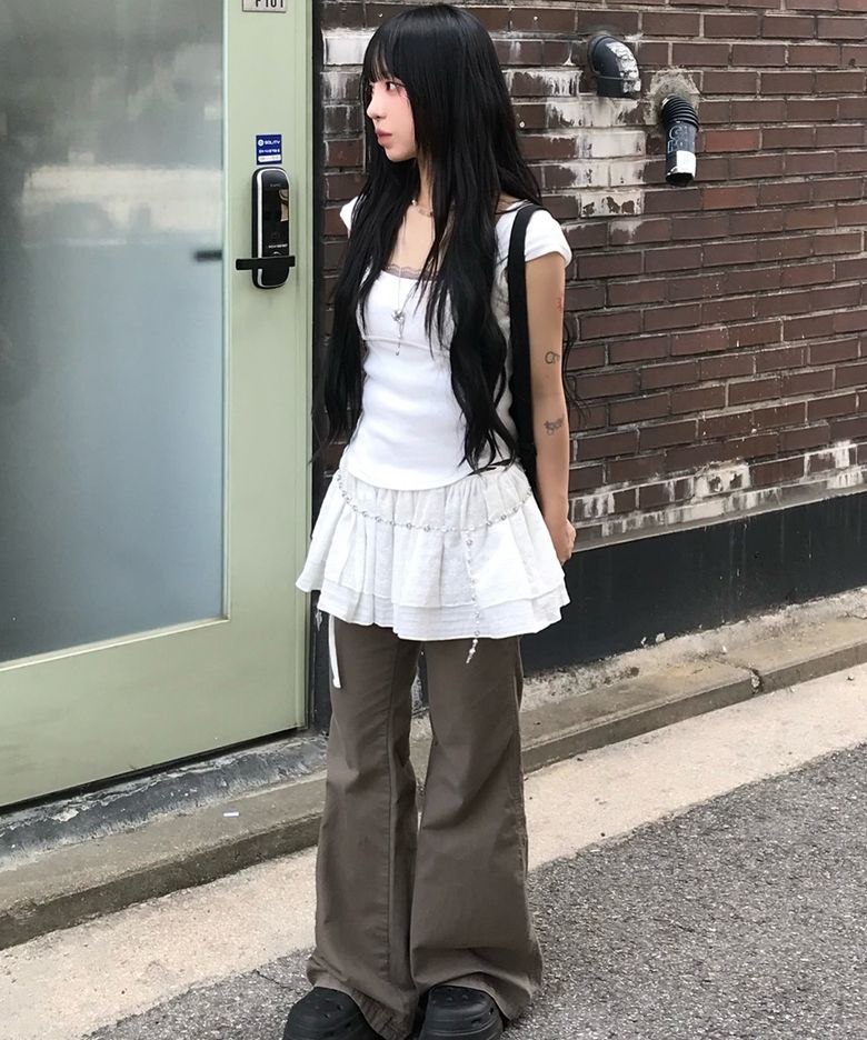 pure star layered wrap skirt white