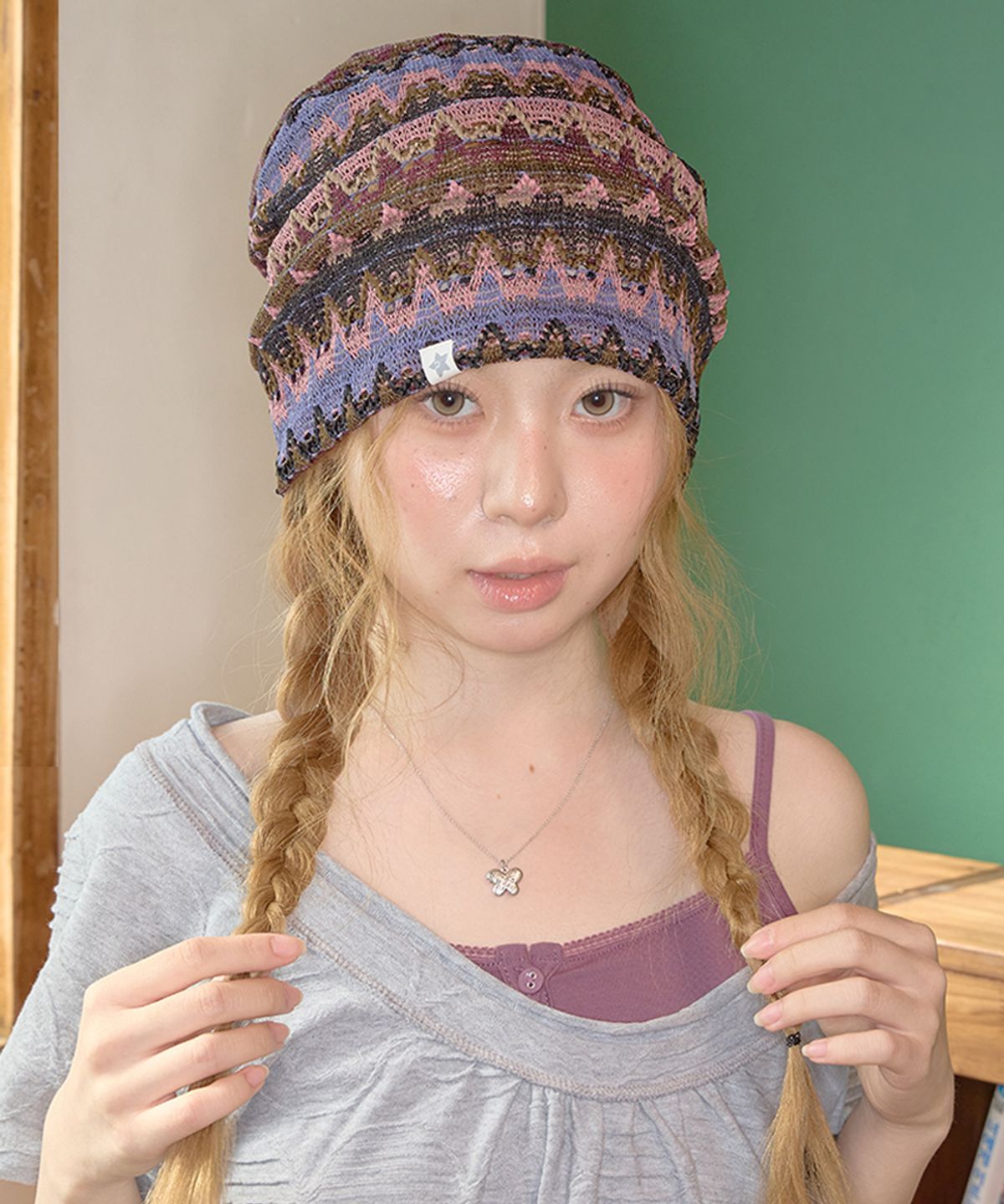 키이비(KIIBI) wave pattern beanie purple