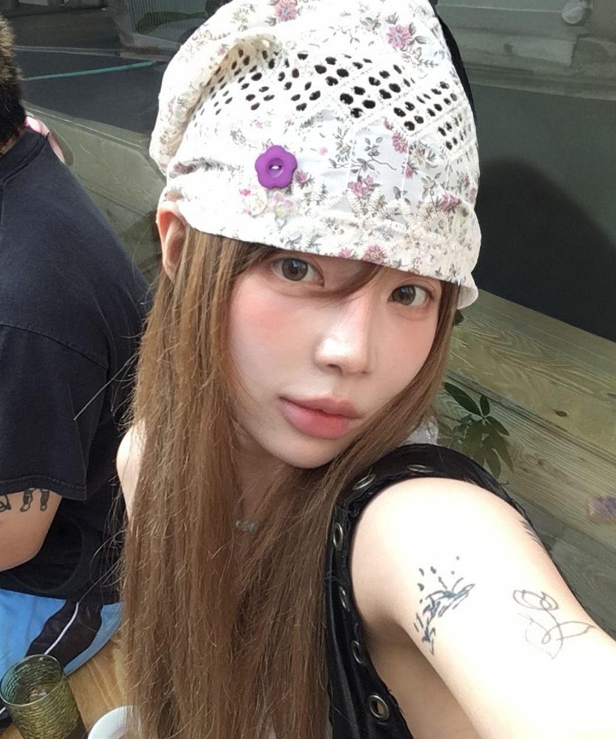 키이비(KIIBI) floral button beanie ivory