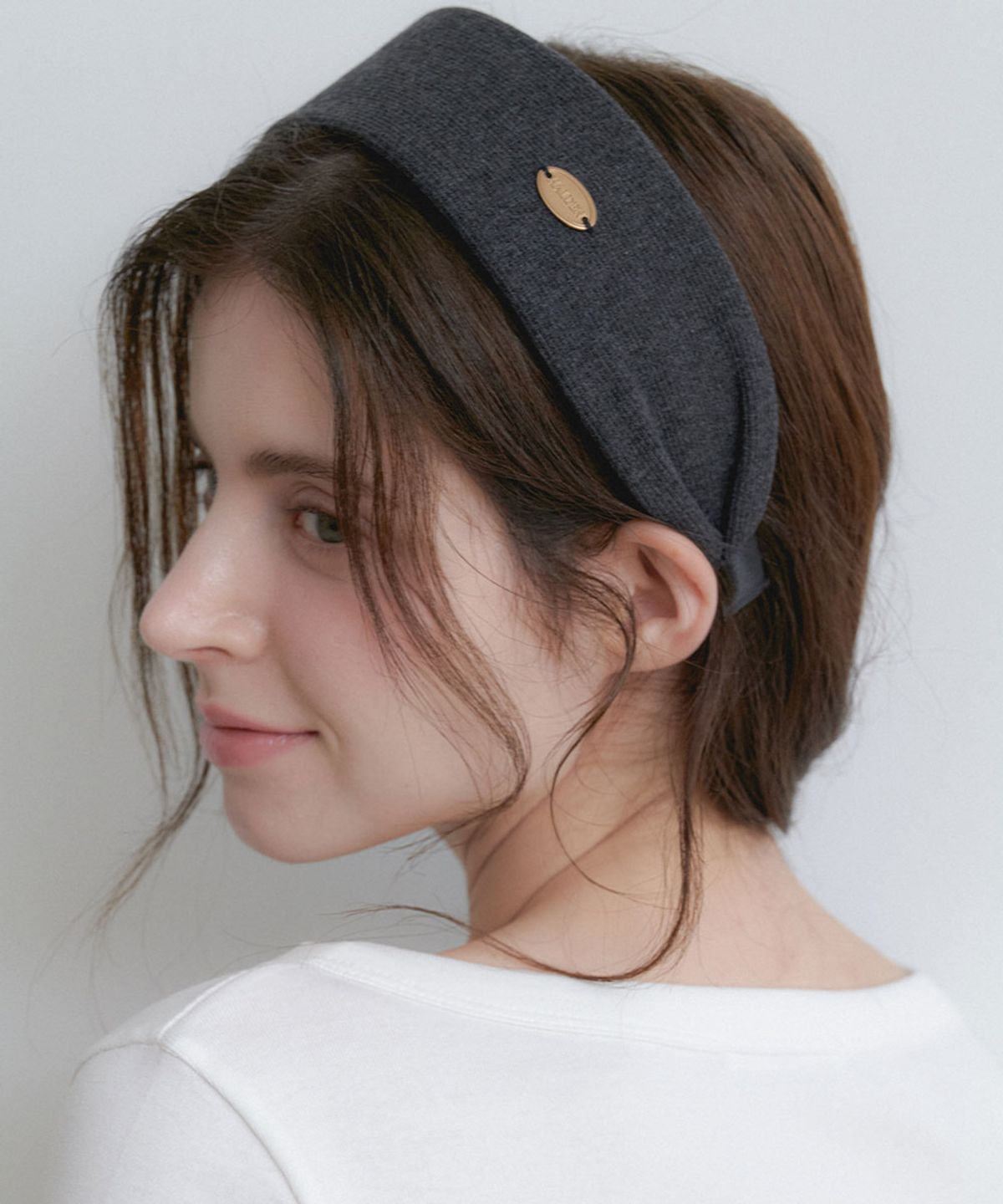 할렌(HALDEN) ribbed pendant hairband (H049_charcoal)