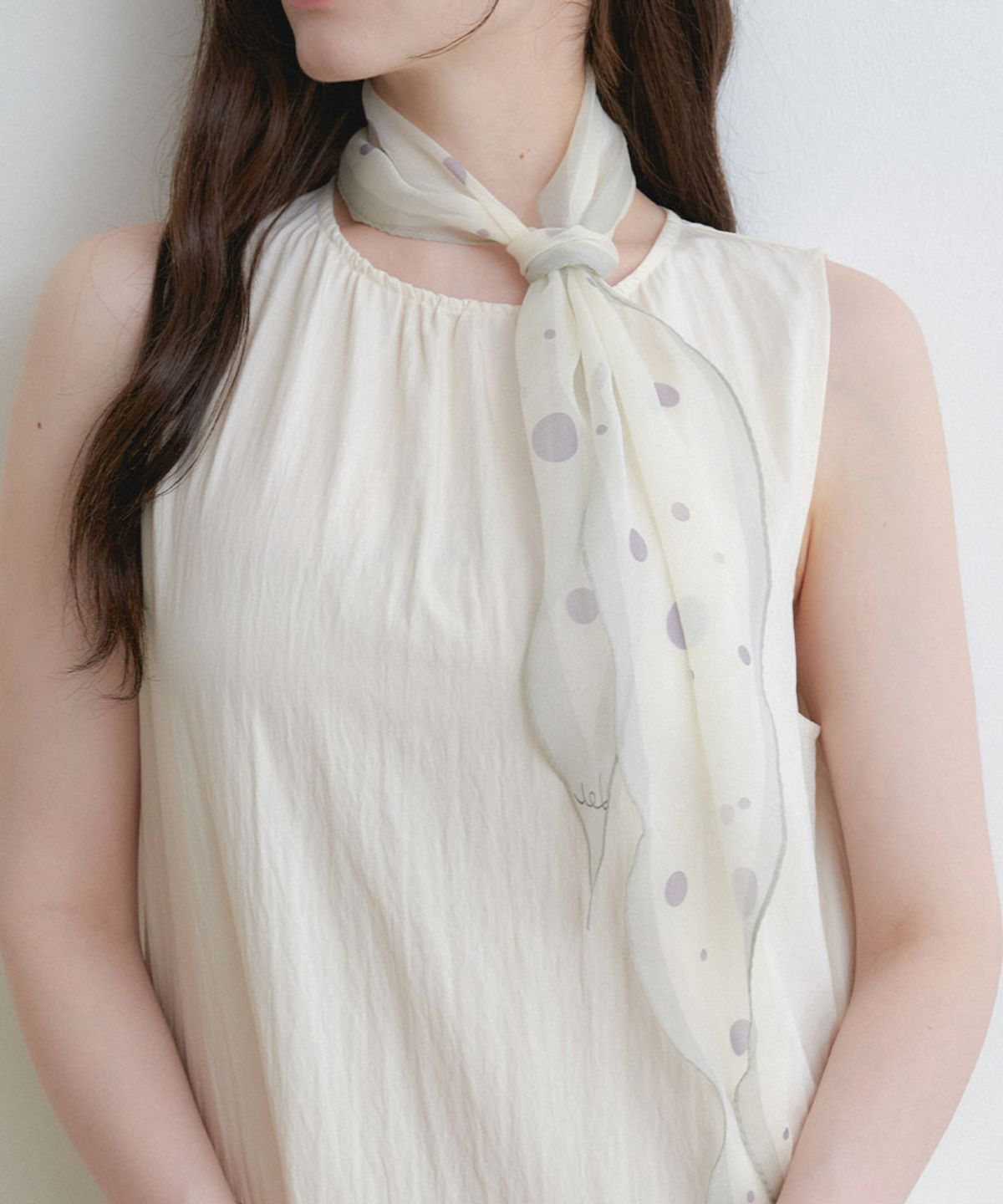 할렌(HALDEN) mellow dot chiffon scarf (SC013_ivorypurple)