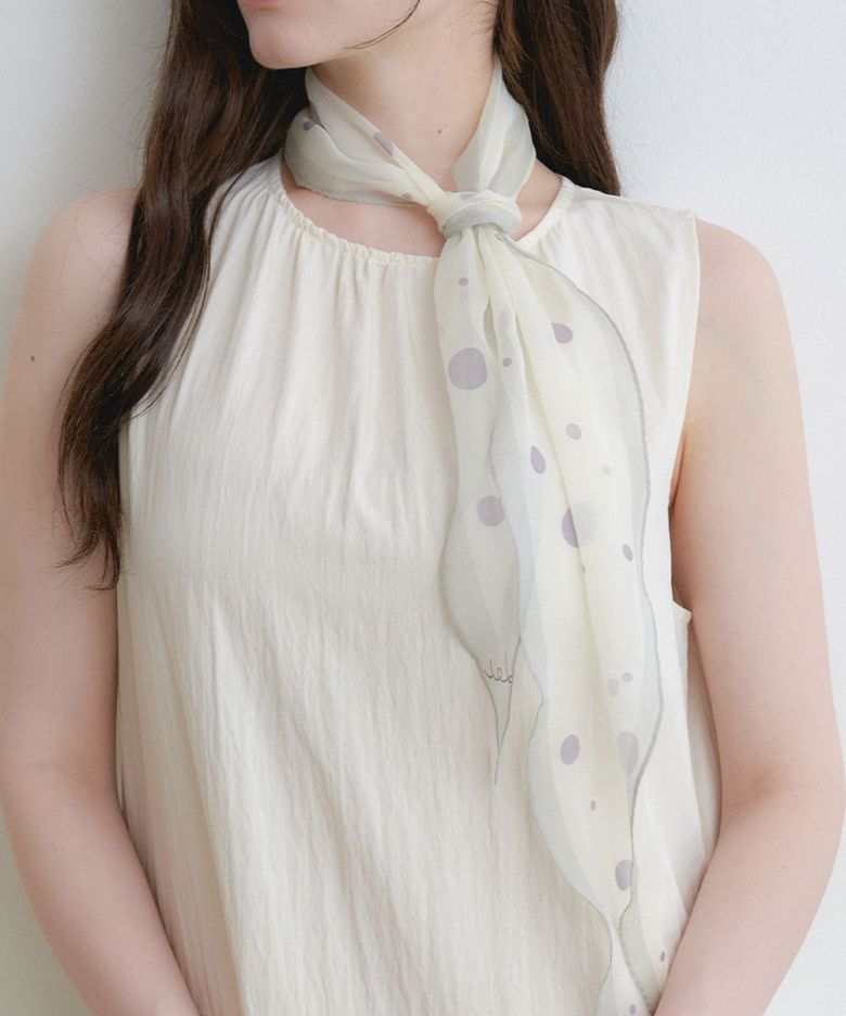 mellow dot chiffon scarf (SC013_ivorypurple)