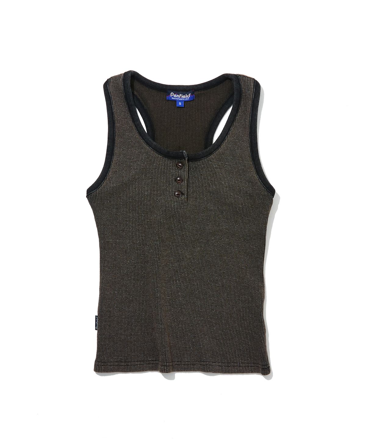 펜필드(PENFIELD) 여성 헨리넥 Y백 슬리브리스 블랙_FS2KV50F