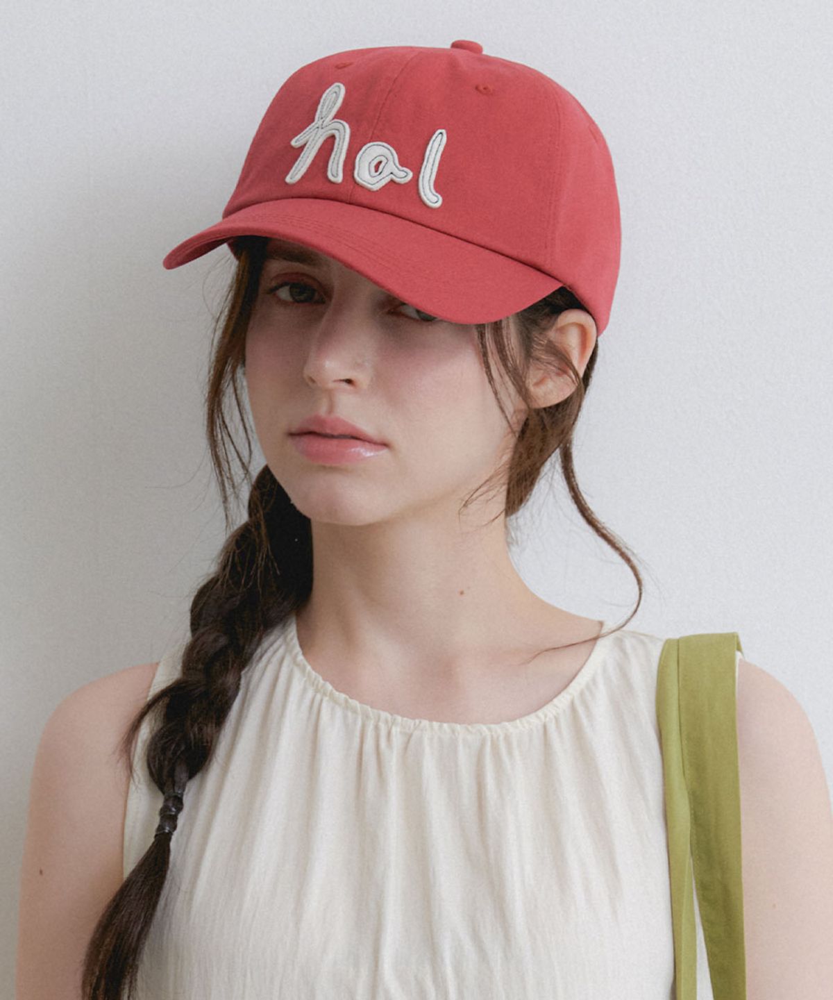 할렌(HALDEN) stitch logo lettering ball cap (C082_red)