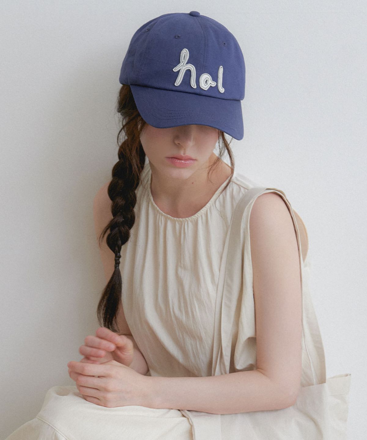 할렌(HALDEN) stitch logo lettering ball cap (C082_blue)