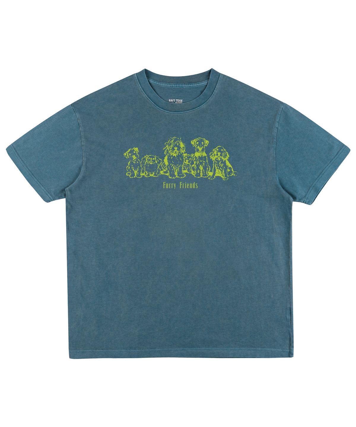 네이비팀(NAVYTEAM) Furry Friends 피그먼트 반팔 티셔츠(4color)