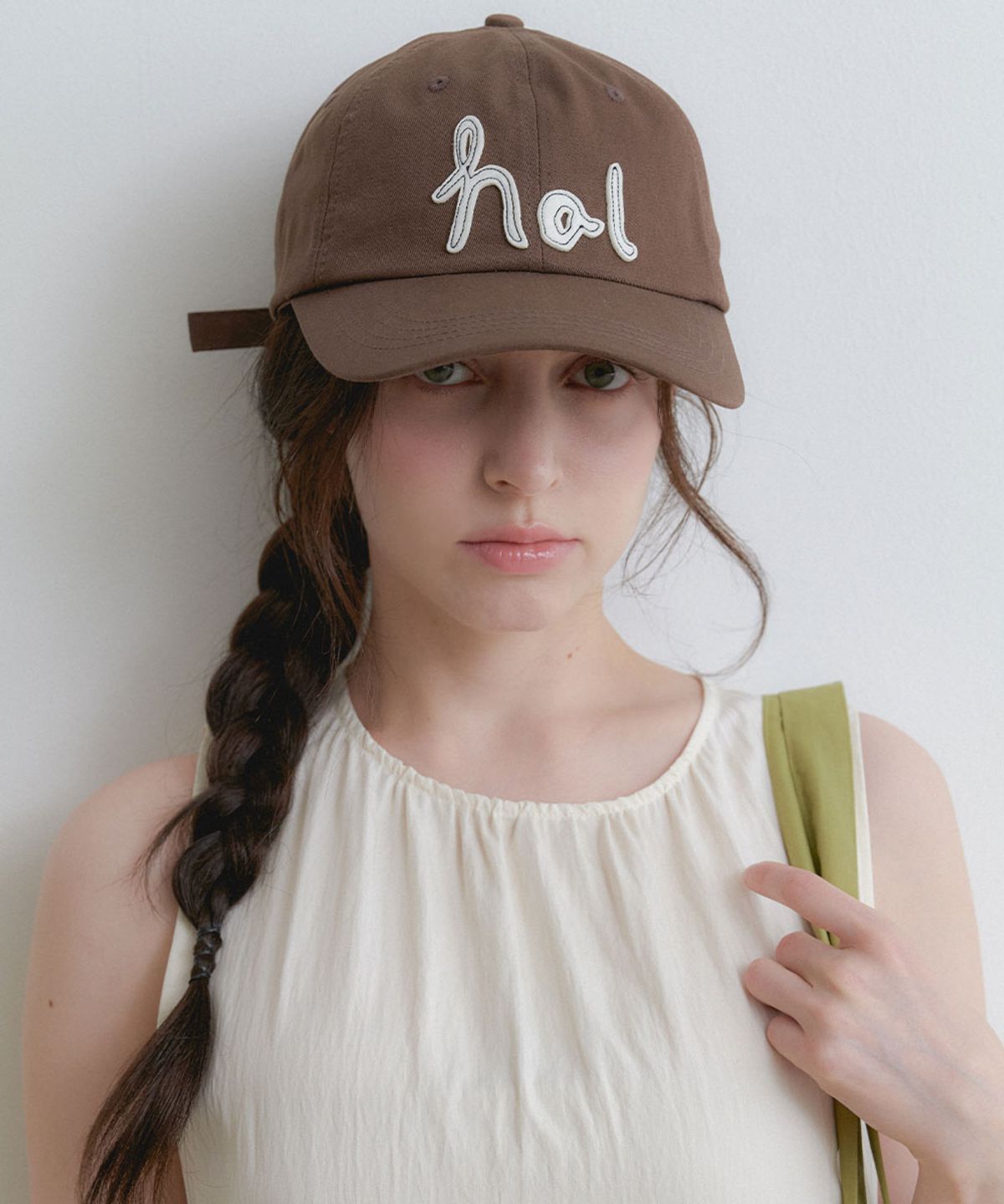 할렌(HALDEN) stitch logo lettering ball cap (C082_brown)