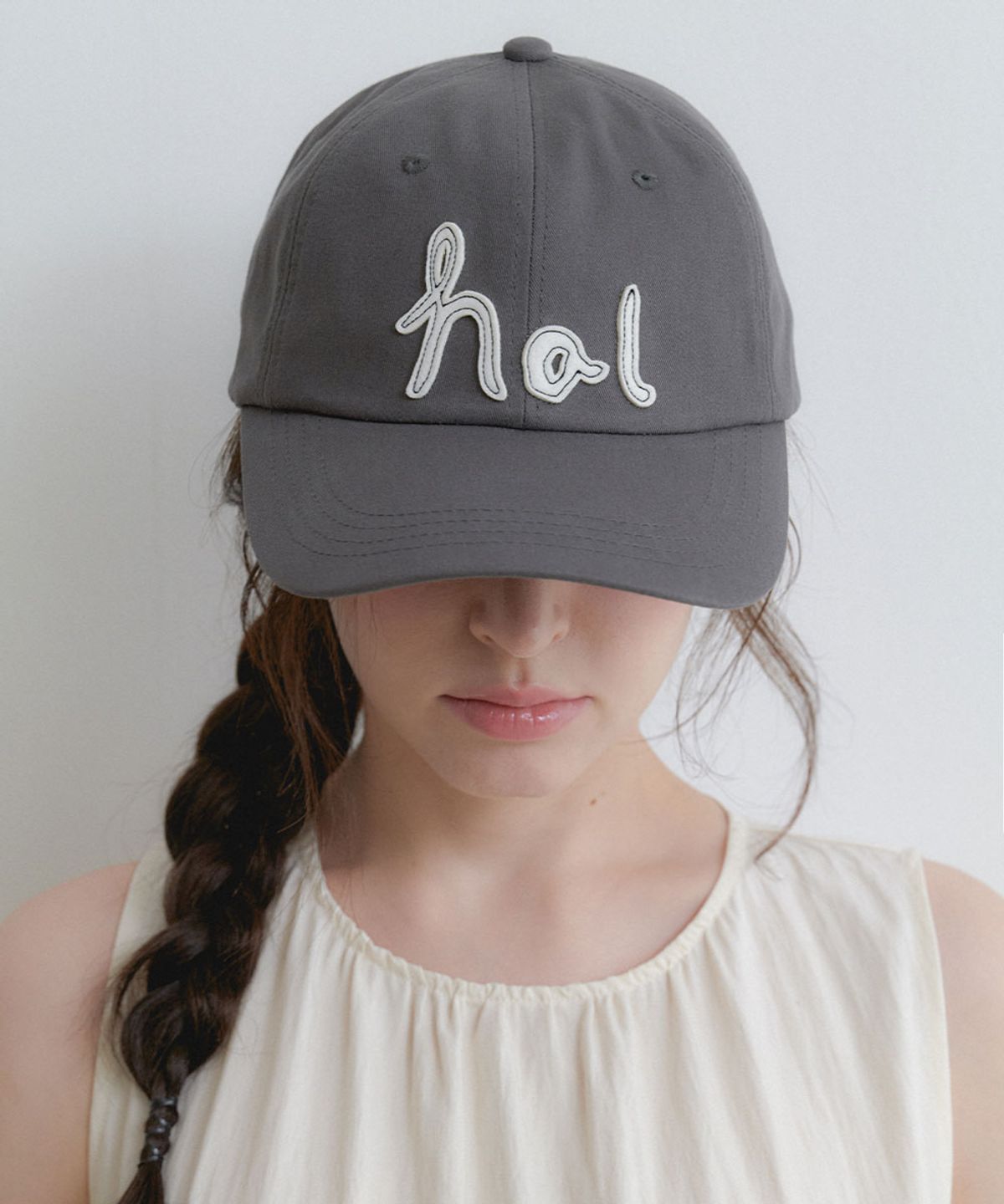 할렌(HALDEN) stitch logo lettering ball cap (C082_charcoal)