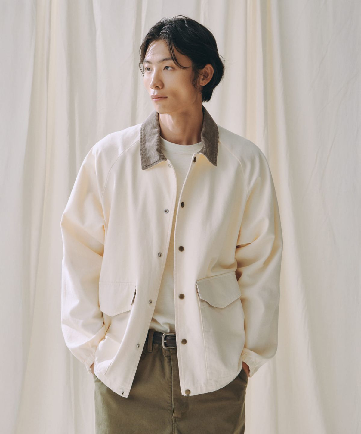 유니버셜 오버롤(UNIVERSAL OVERALL) [JP HERITAGE LINE] COTTON COACH JACKET CREAM