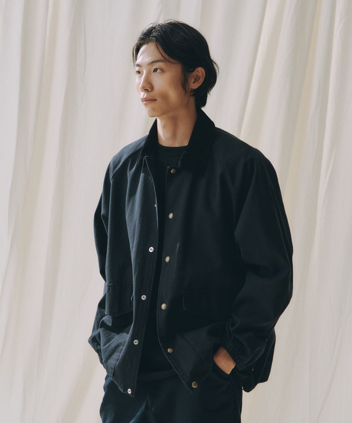 유니버셜 오버롤(UNIVERSAL OVERALL) [JP HERITAGE LINE] COTTON COACH JACKET BLACK