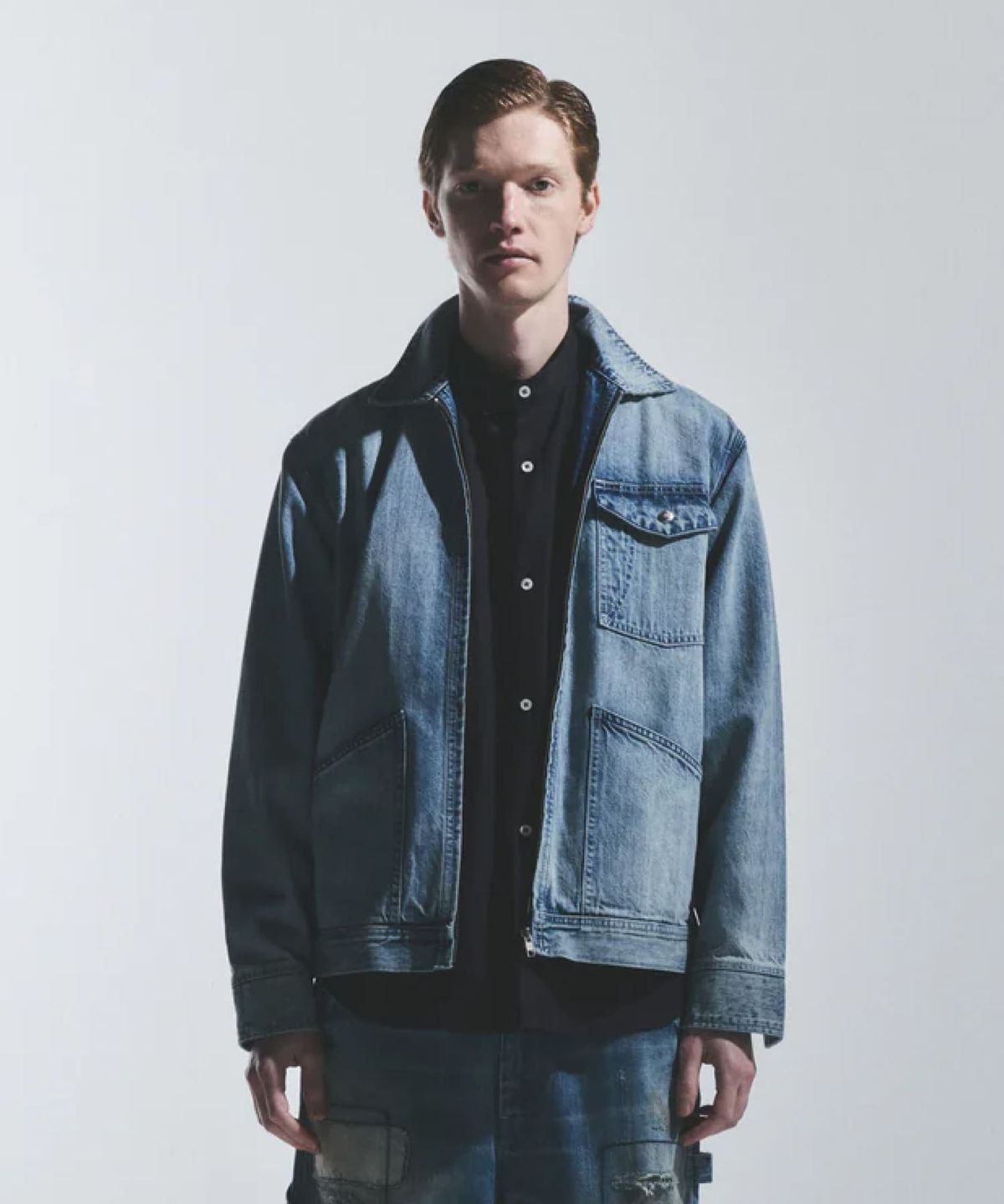 유니버셜 오버롤(UNIVERSAL OVERALL) [JAPAN HERITAGE LINE] CONE DENIM ZIP UP JACKET LIGHT BLUE