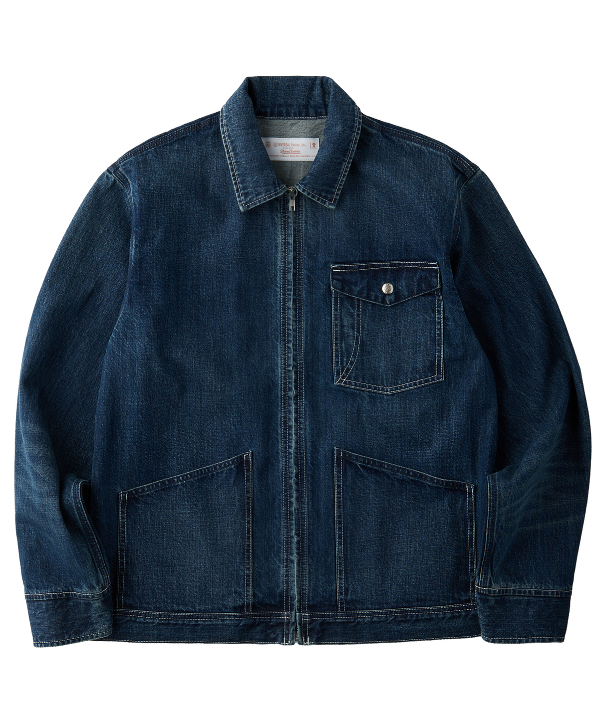유니버셜 오버롤(UNIVERSAL OVERALL) [JAPAN HERITAGE LINE] CONE DENIM ZIP UP JACKET DEEP BLUE
