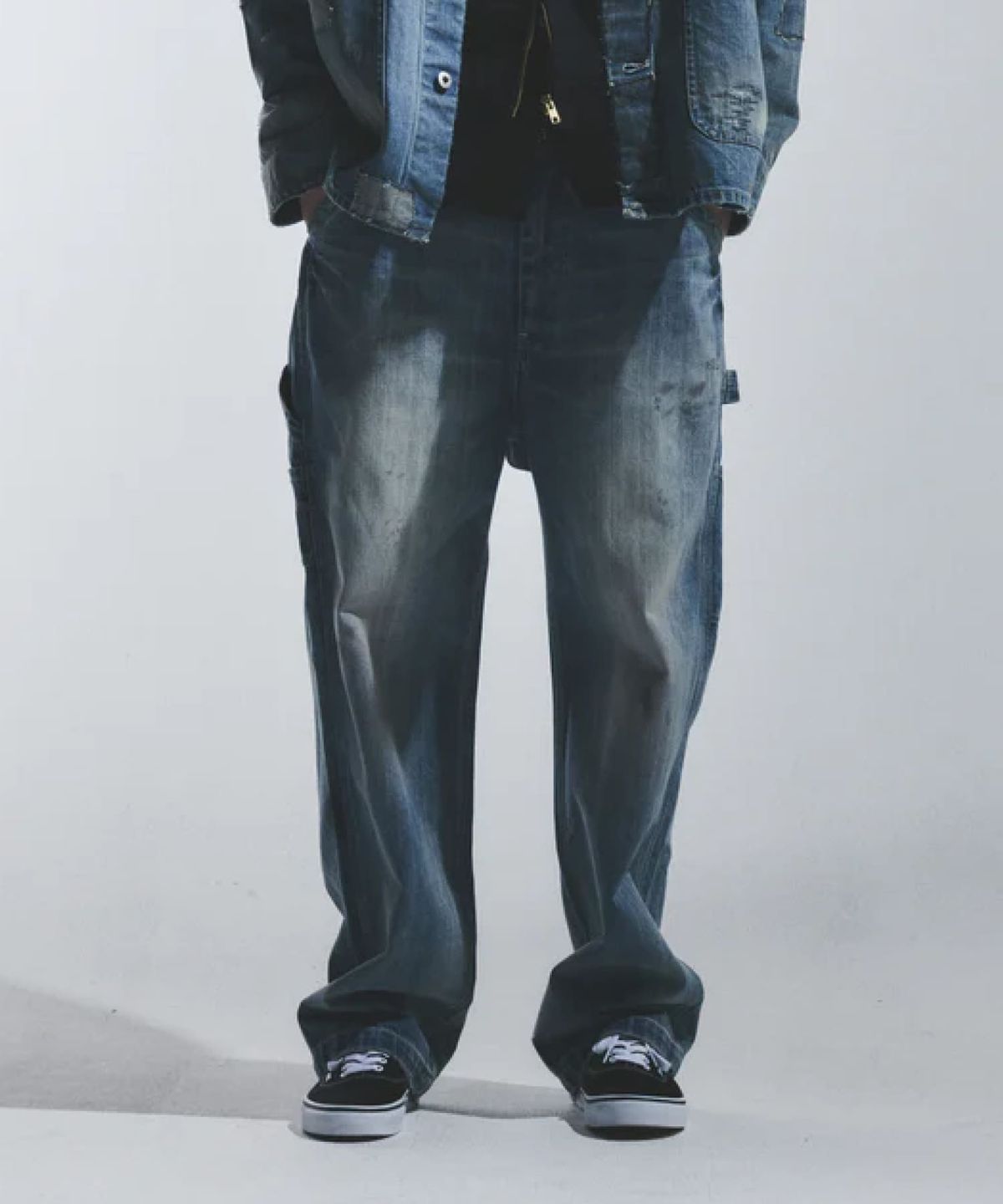 유니버셜 오버롤(UNIVERSAL OVERALL) [JAPAN HERITAGE LINE] CONE DENIM PAINTER PANTS VINTAGE LIGHT WASH