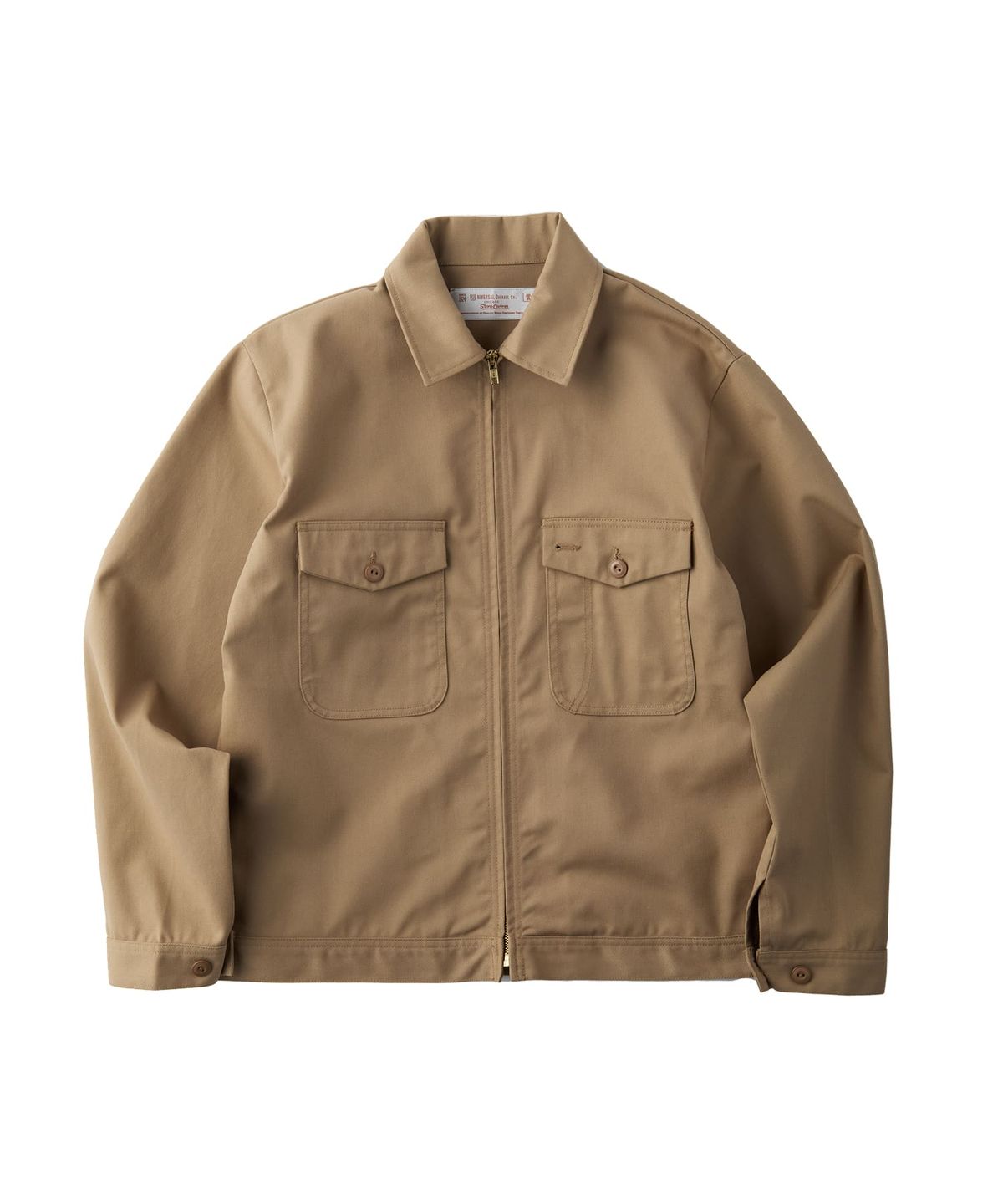 유니버셜 오버롤(UNIVERSAL OVERALL) [JAPAN HERITAGE LINE] ZIP UP 2PK JACKET (BIO WASH) BEIGE