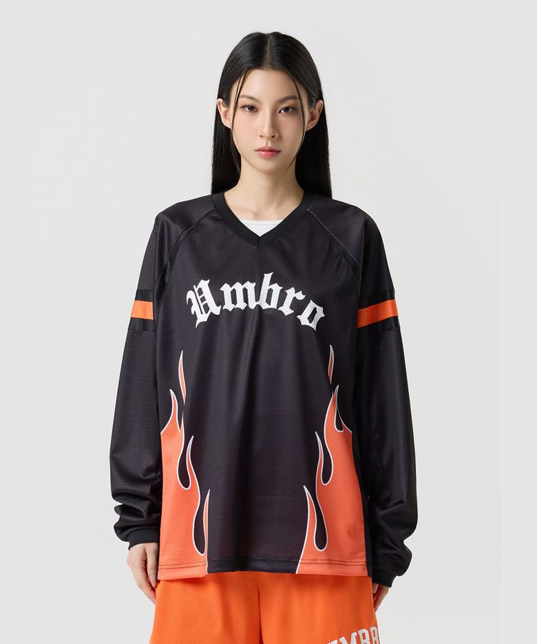 챈트 메쉬 플레임 긴팔 티셔츠 블랙 UR321CRL72