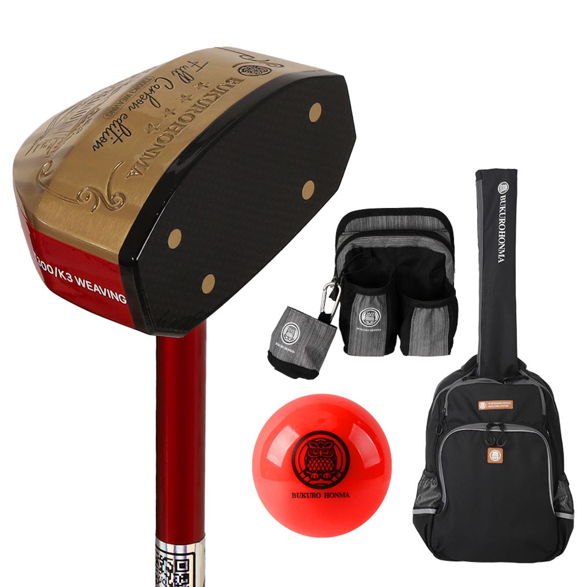 페르시안캣 골프(PERSIANCAT GOLF) 부쿠로혼마 우드 4스타 풀 카본 레드 스마트 세트 850mm (B6FUST20)