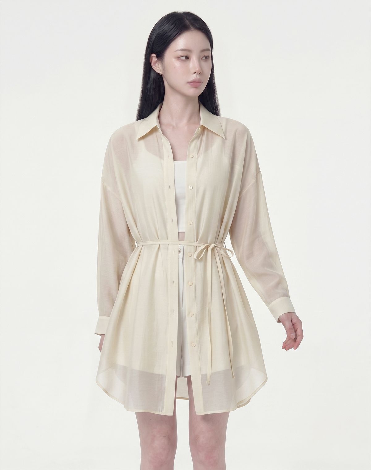지에마르(GIEMAR) COLLAR HALF DRESS IVORY 카라 하프 드레스 아이보리