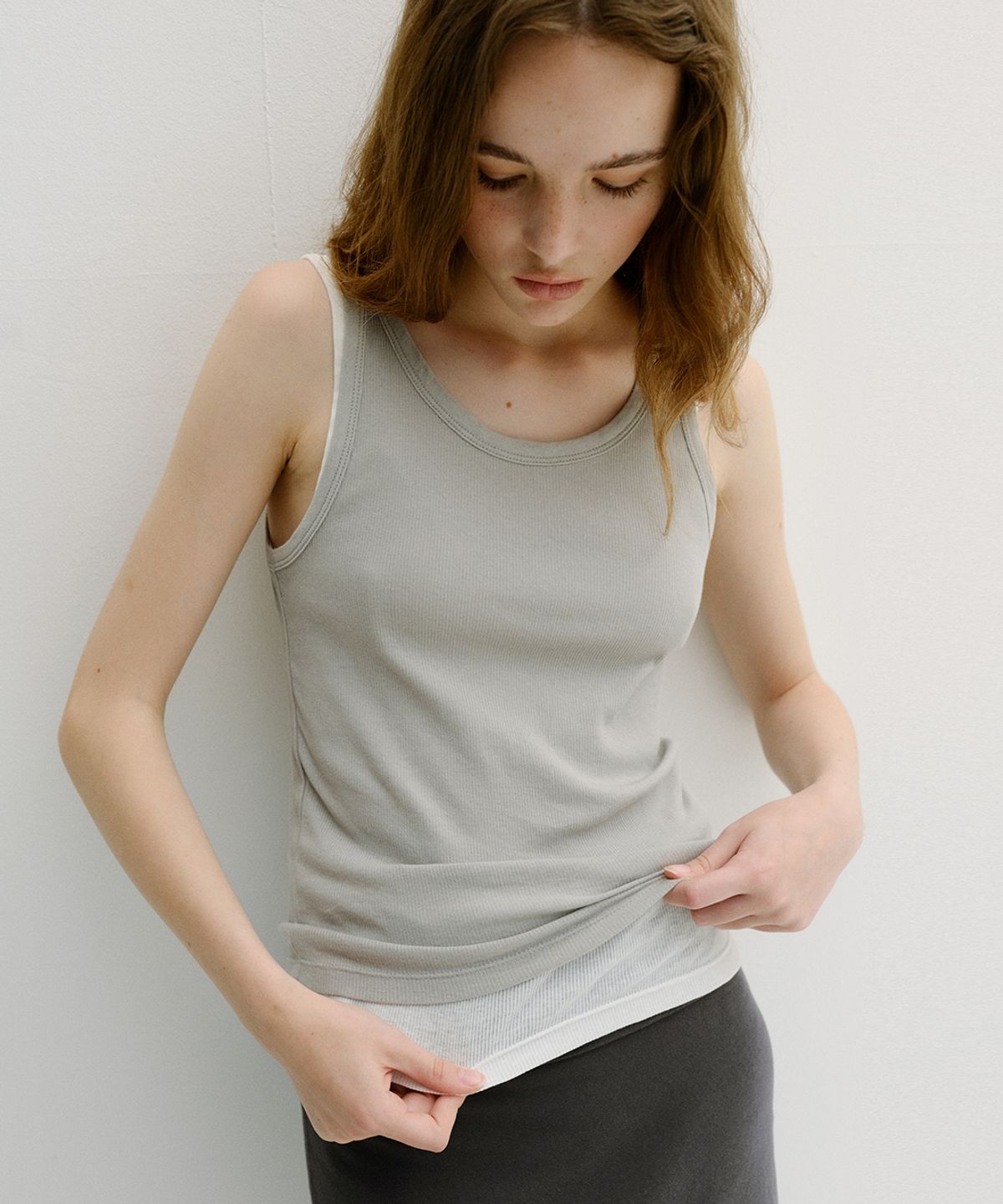블랭크03(BLANK03) layered cotton sleeveless t-shirt (5colors)