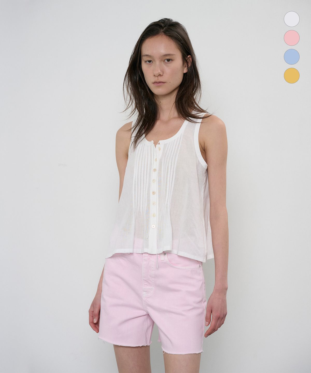 정감 스튜디오(JEONGGAM STUDIOS) Pintuck Sleeveless Top_4 Color