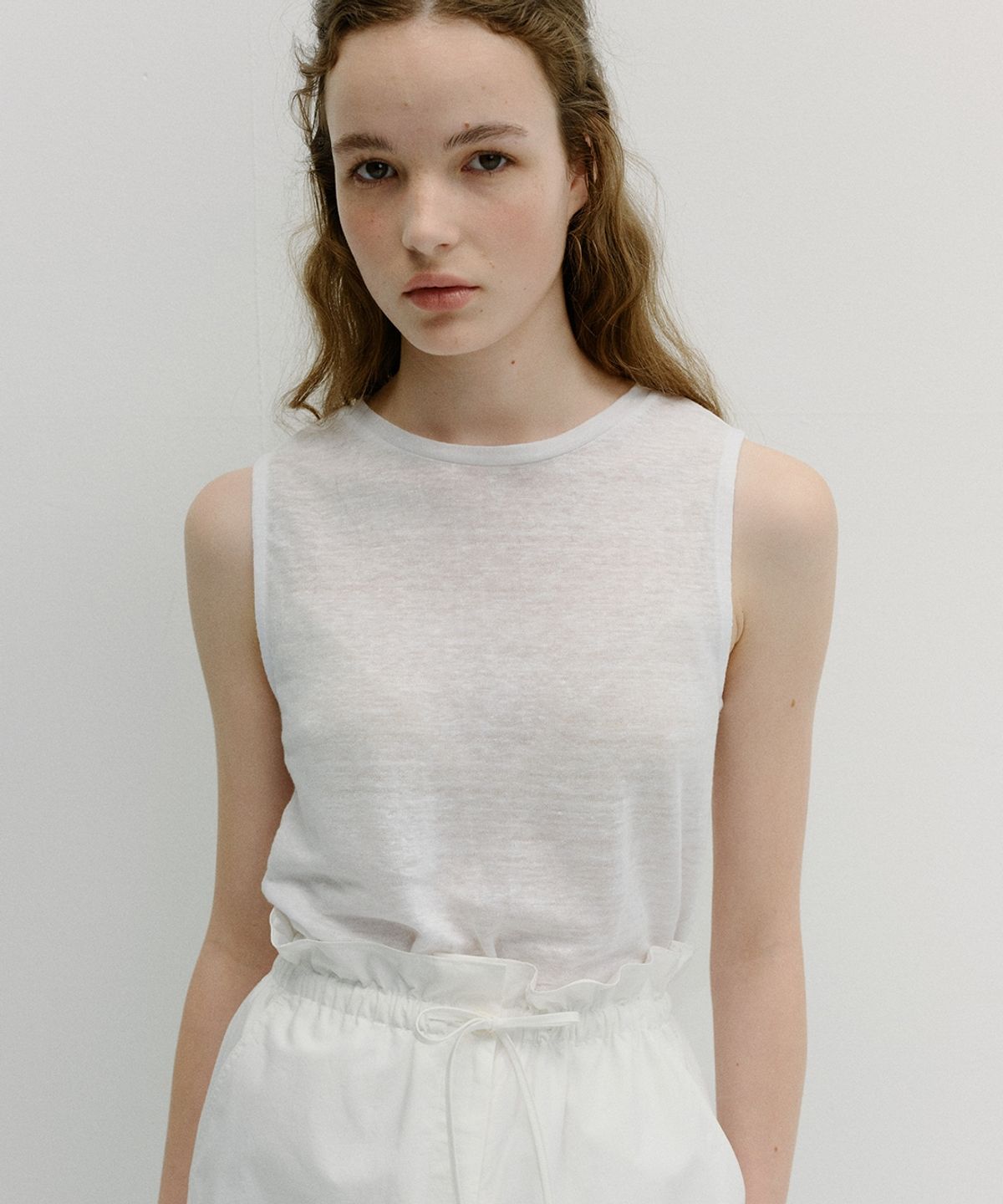 블랭크03(BLANK03) linen sleeveless t-shirt (3colors)