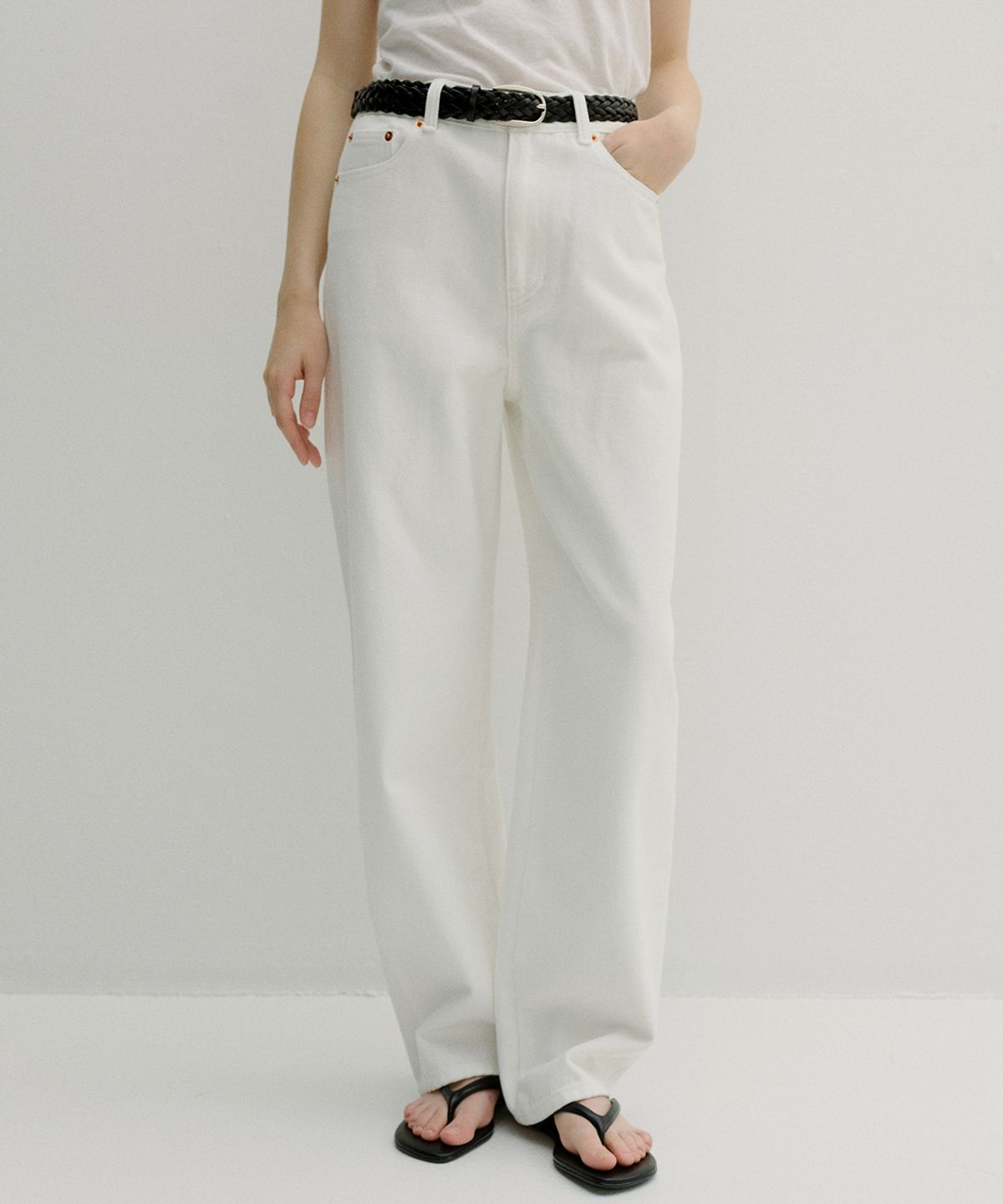 블랭크03(BLANK03) barrel jeans (off white)