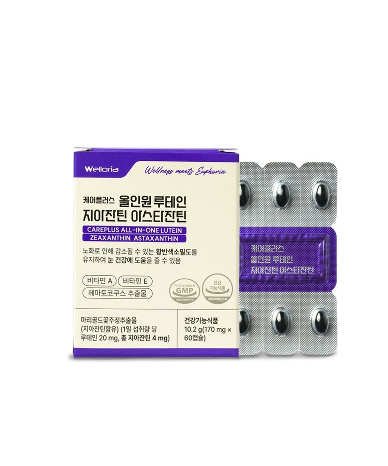 케어플러스 올인원 루테인 지아잔틴 아스타잔틴 1박스(170mg x 60캡슐/2개월분) / 눈건강