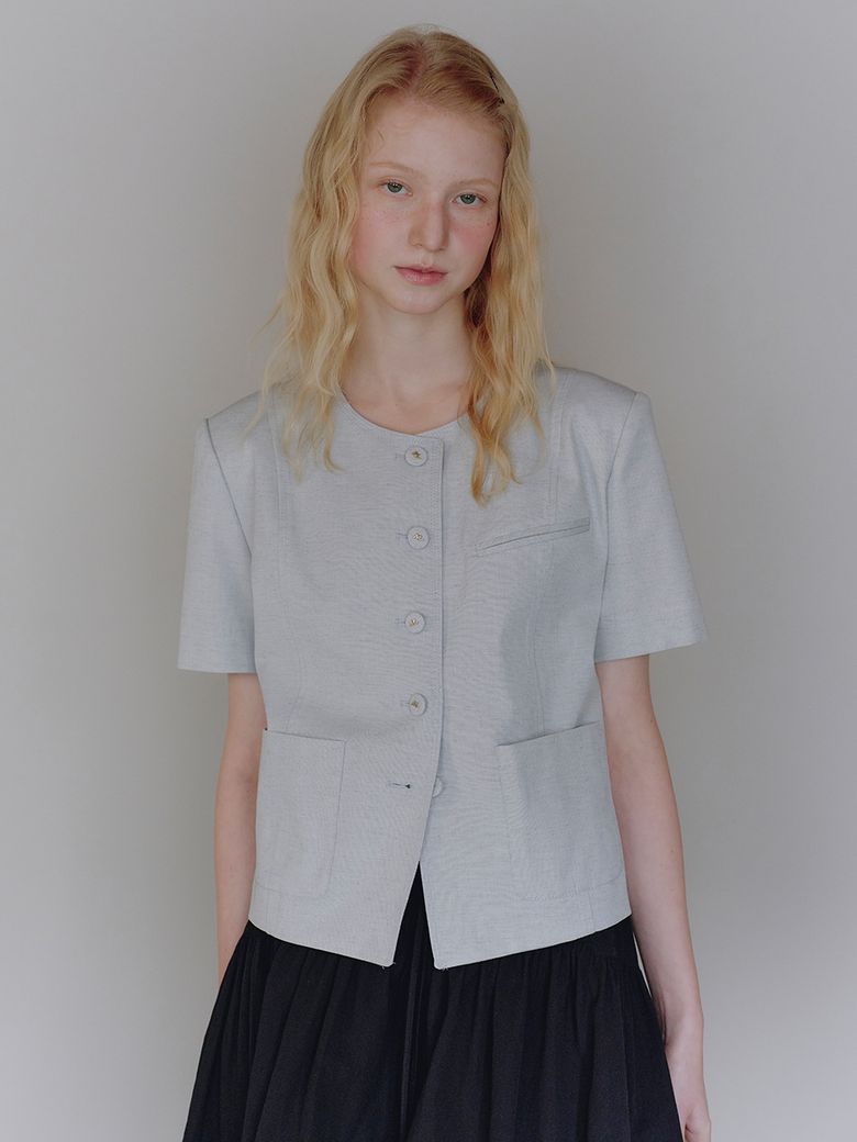 Classic No-Collar Jacket MU2634JK304M