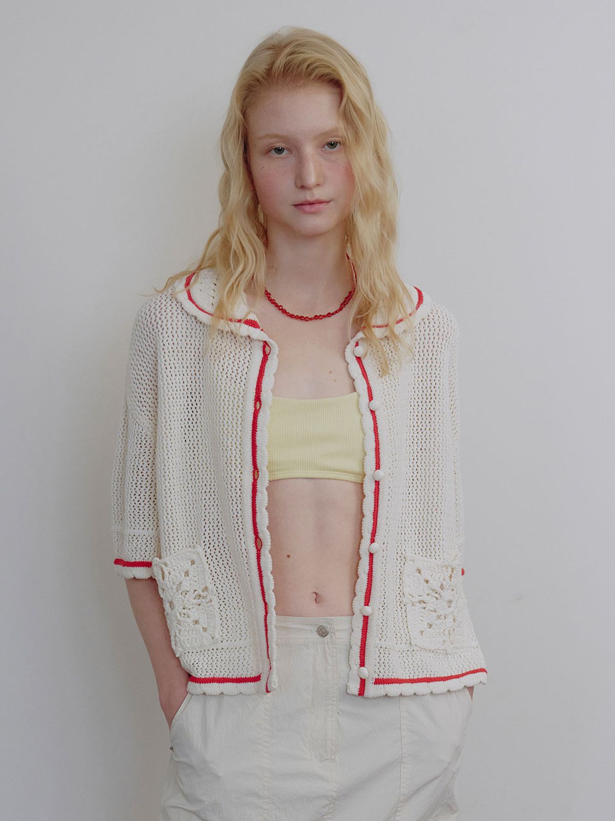 뮈뮈에르(MUEMUER) Crochet Pocket Cardigan MU2634CD303M