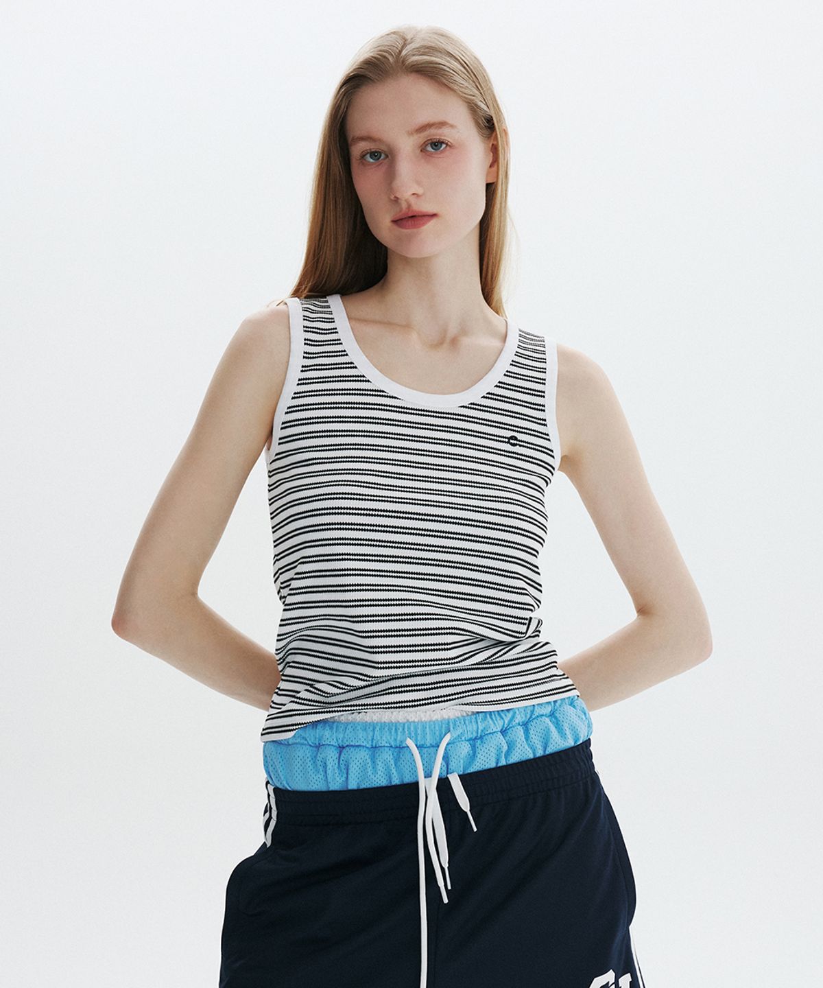클로브(CLOVE) [26SM clove] Stripe Sleeveless Top (Black)