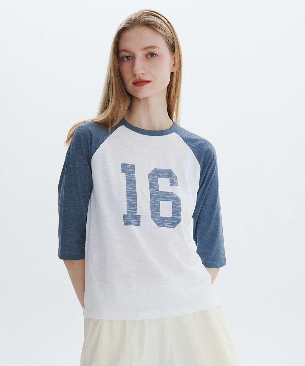 클로브(CLOVE) [26SM clove] Raglan Baseball T-Shirt (Smoke Blue)