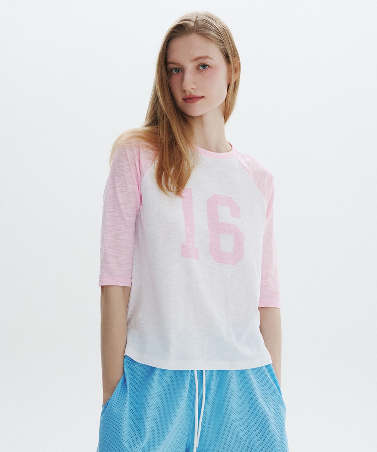 클로브(CLOVE) [26SM clove] Raglan Baseball T-Shirt (Pink)