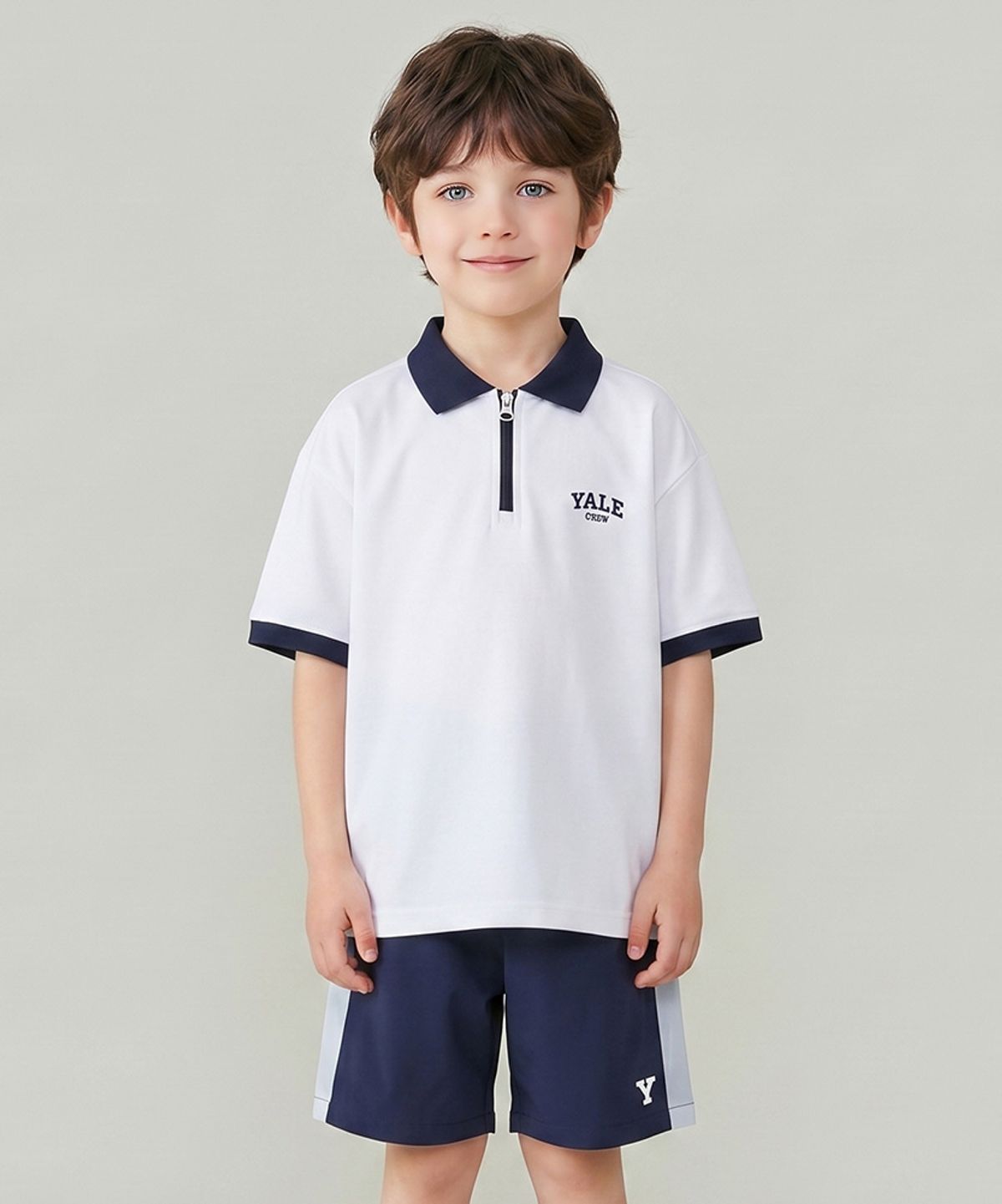 예일키즈(YALE KIDS) 아치로고 카라 우븐 상하세트 A6M012