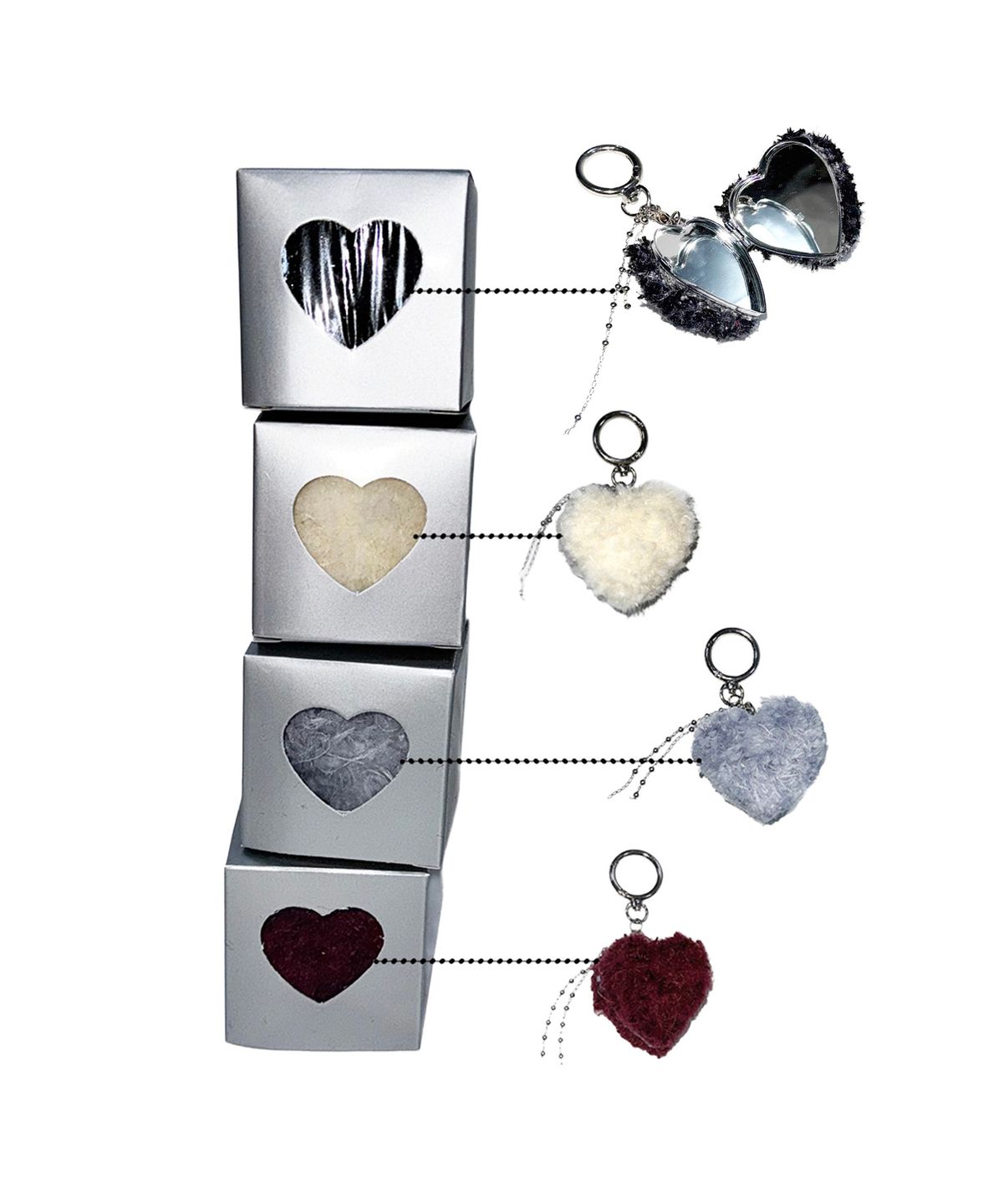시묘무드(SIMYOMOOD) [핸드메이드/터프팅] TUFTED HEART MIRROR KEYRING (4colors)