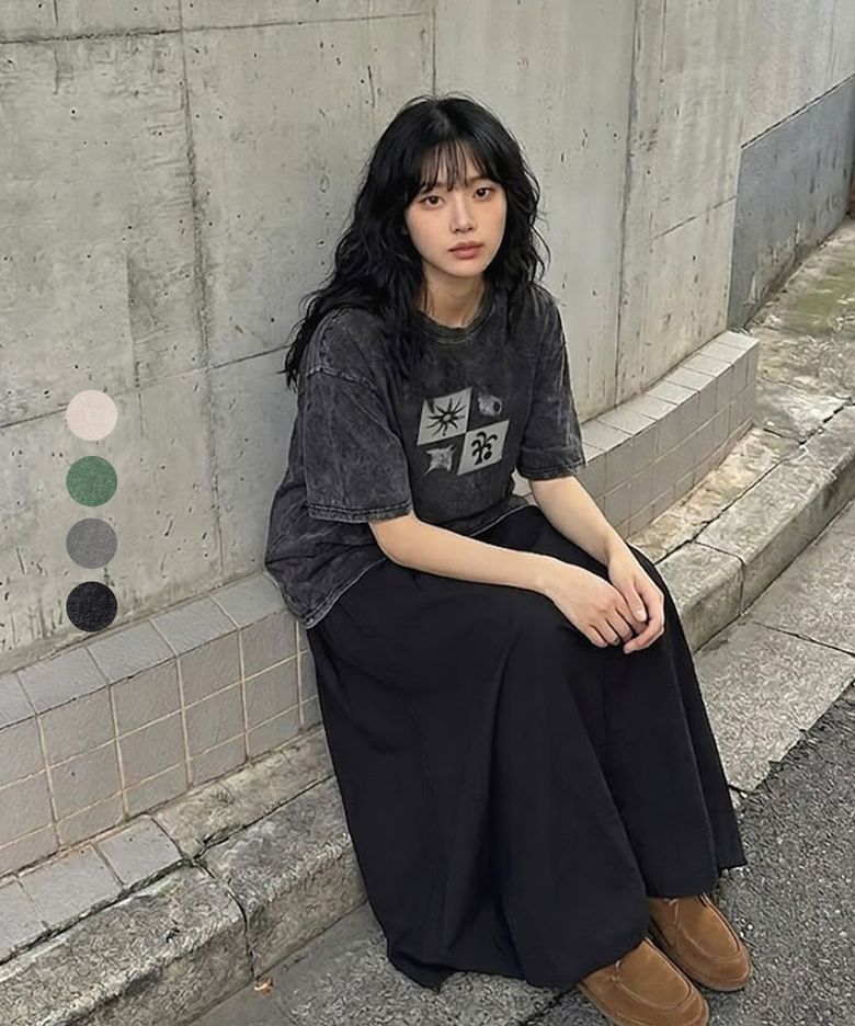 서머 바캉스 크랙 피그먼트 반팔 티셔츠 (4color)