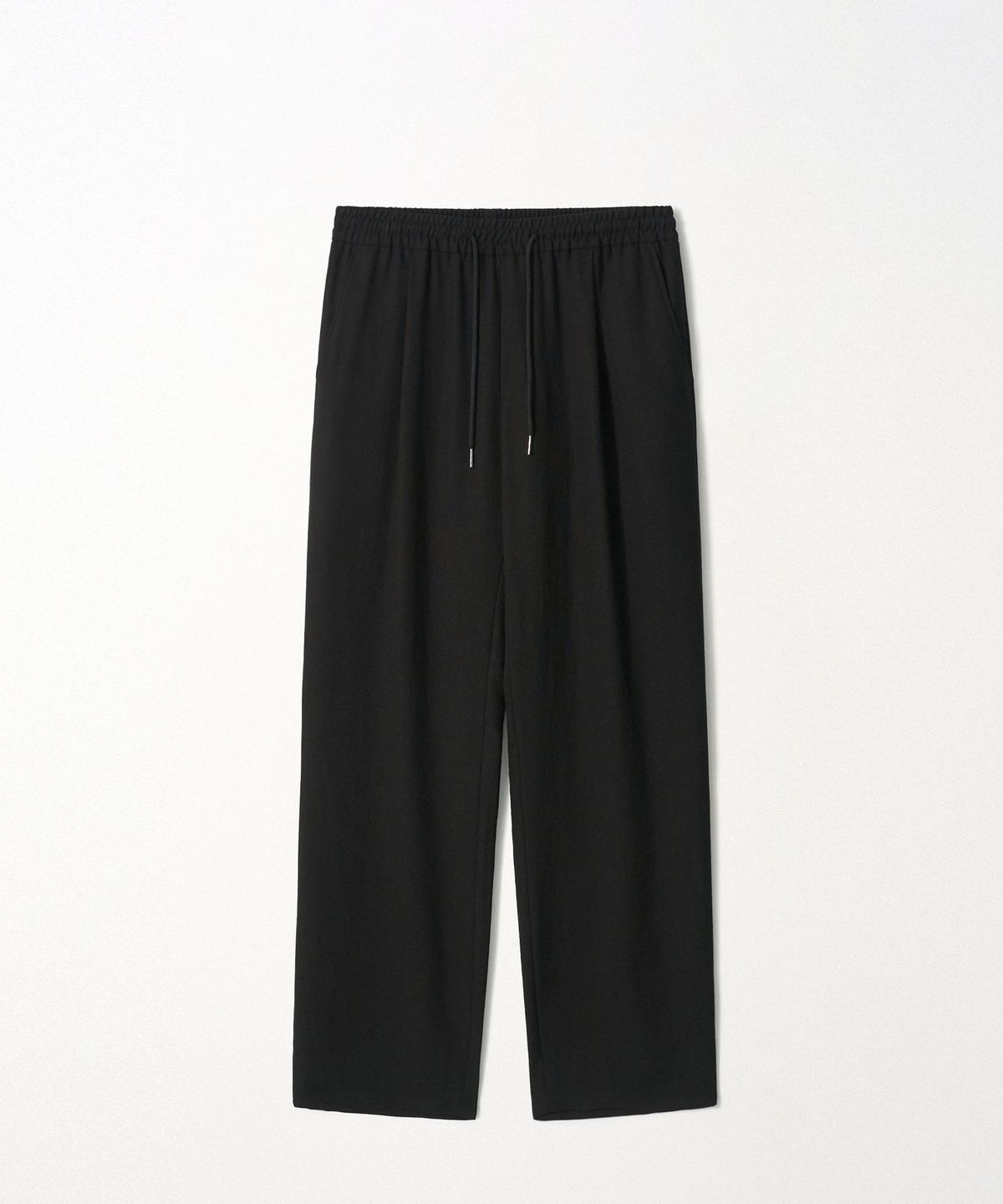 이지오(EZIO) Relaxed Pin-Tuck Wide Banding Pants_Balck