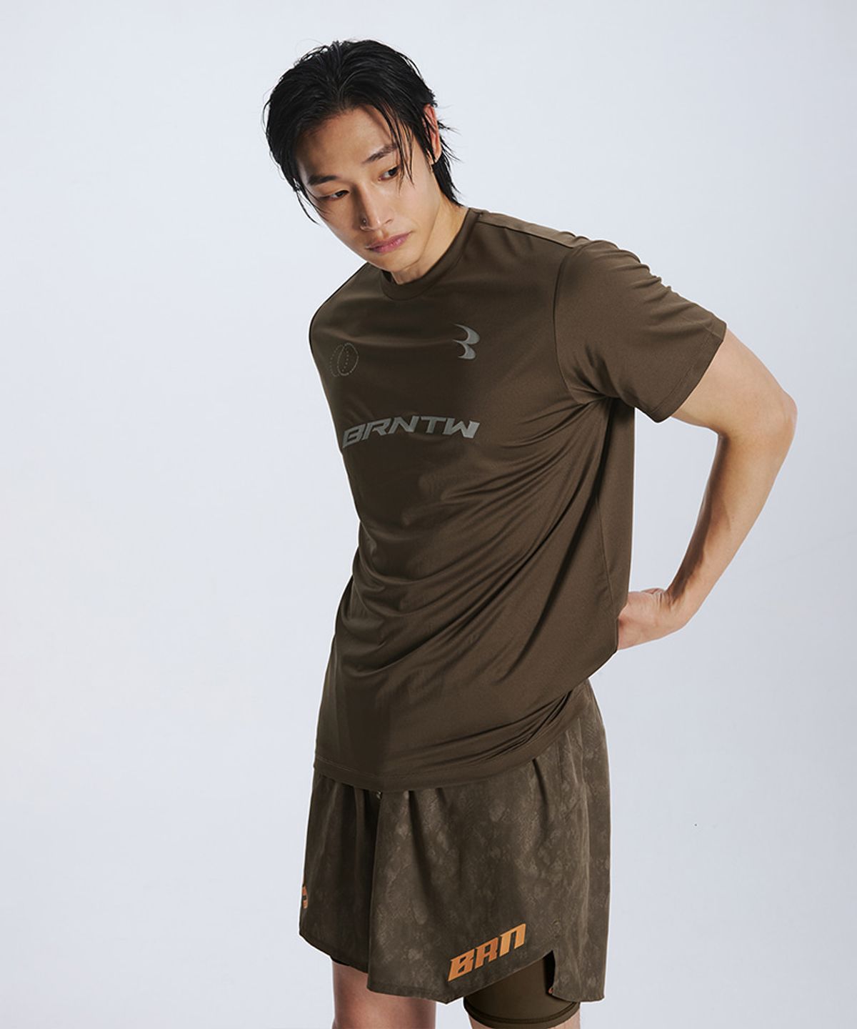 본투윈(BORN TO WIN) CURVE B AIRFLOW MESH T-SHIRTS [BROWN]