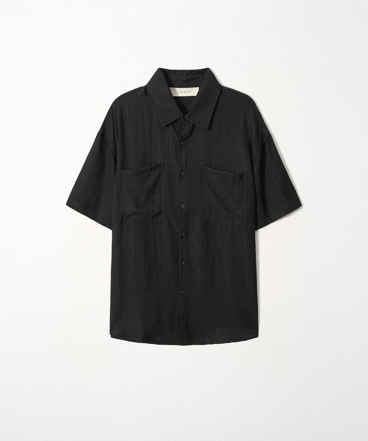 이지오(EZIO) Light Linen Pocket Shirt_Black
